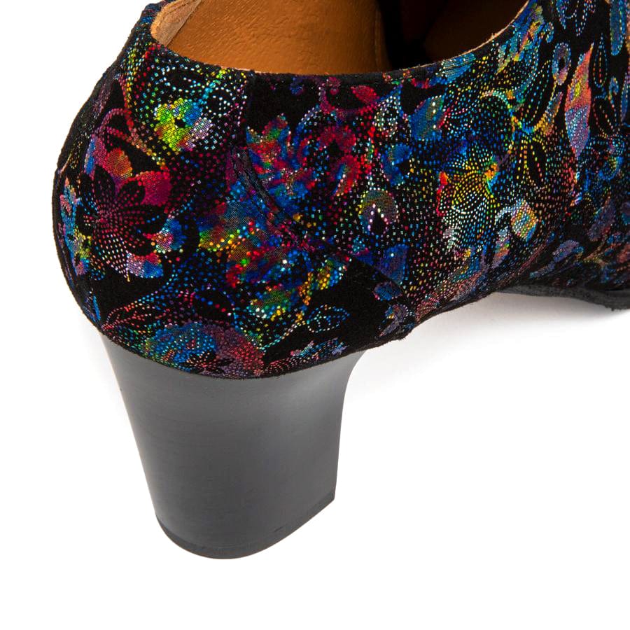 Roulette - Black Flower - Women's leather heeled oxford lace-up - Image 7