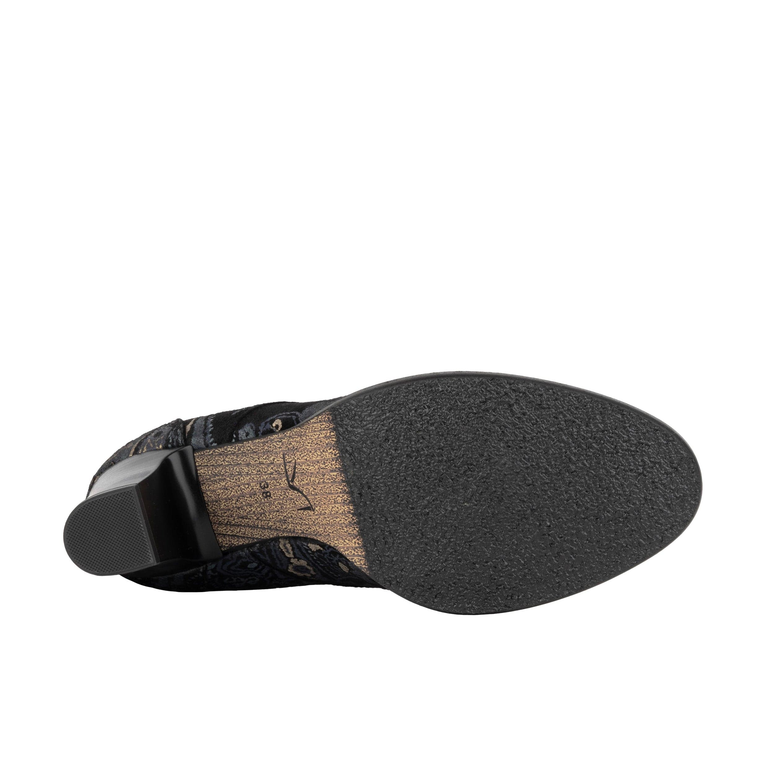 Roulette - Black & Grey & Gold - Women's leather heeled oxford lace-up - Image 5