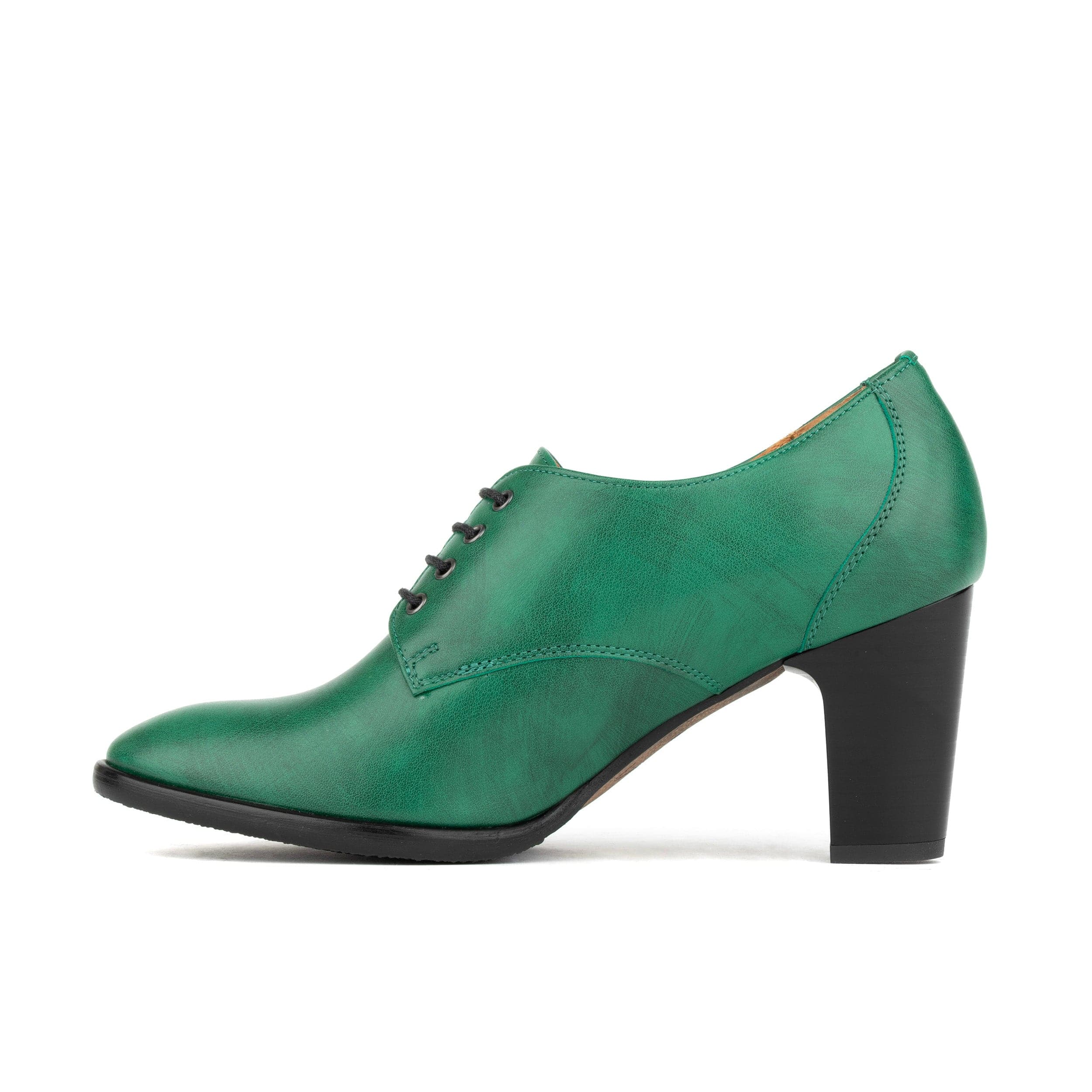 Roulette - Green - Women's leather heeled oxford lace-up - Image 4