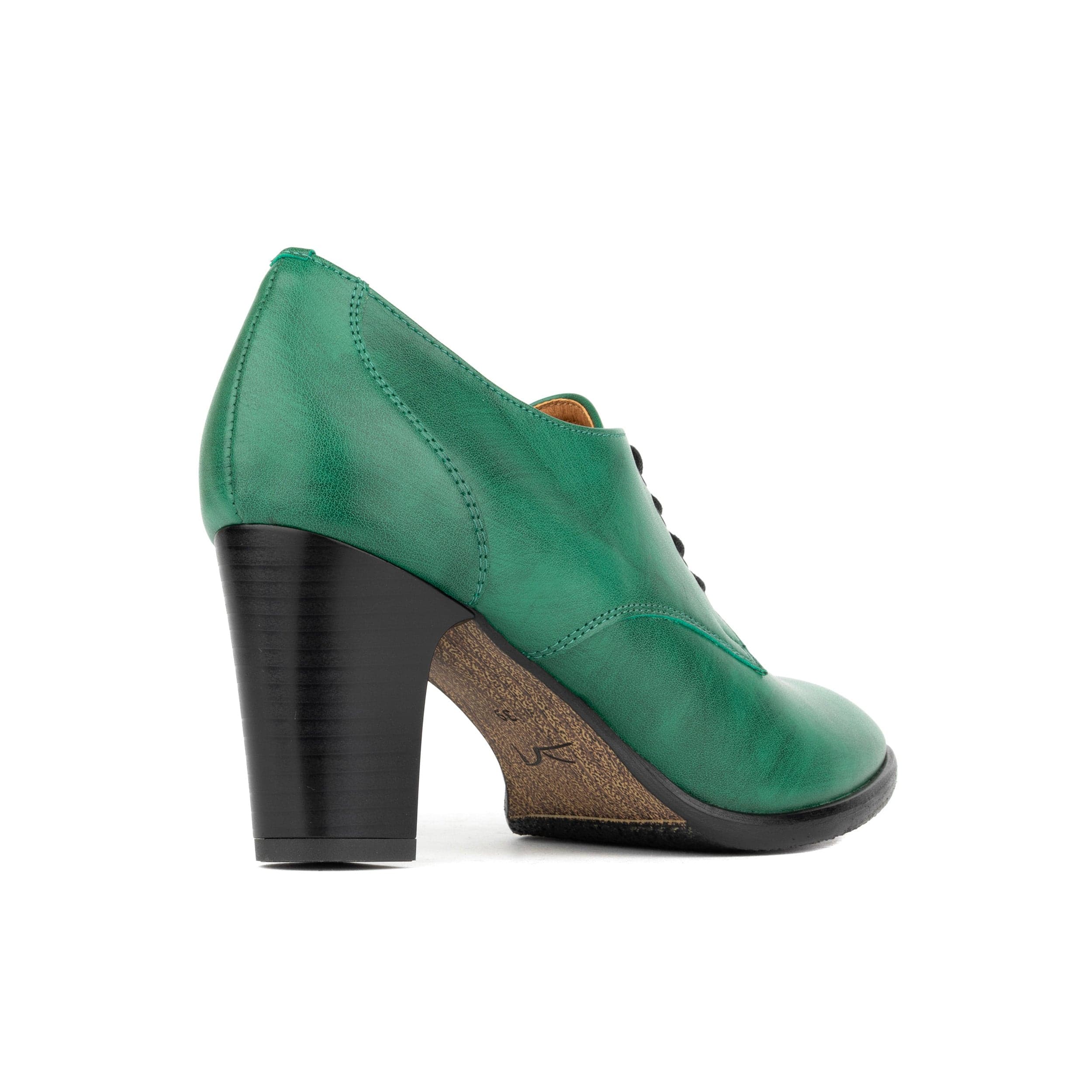 Roulette - Green - Women's leather heeled oxford lace-up - Image 5