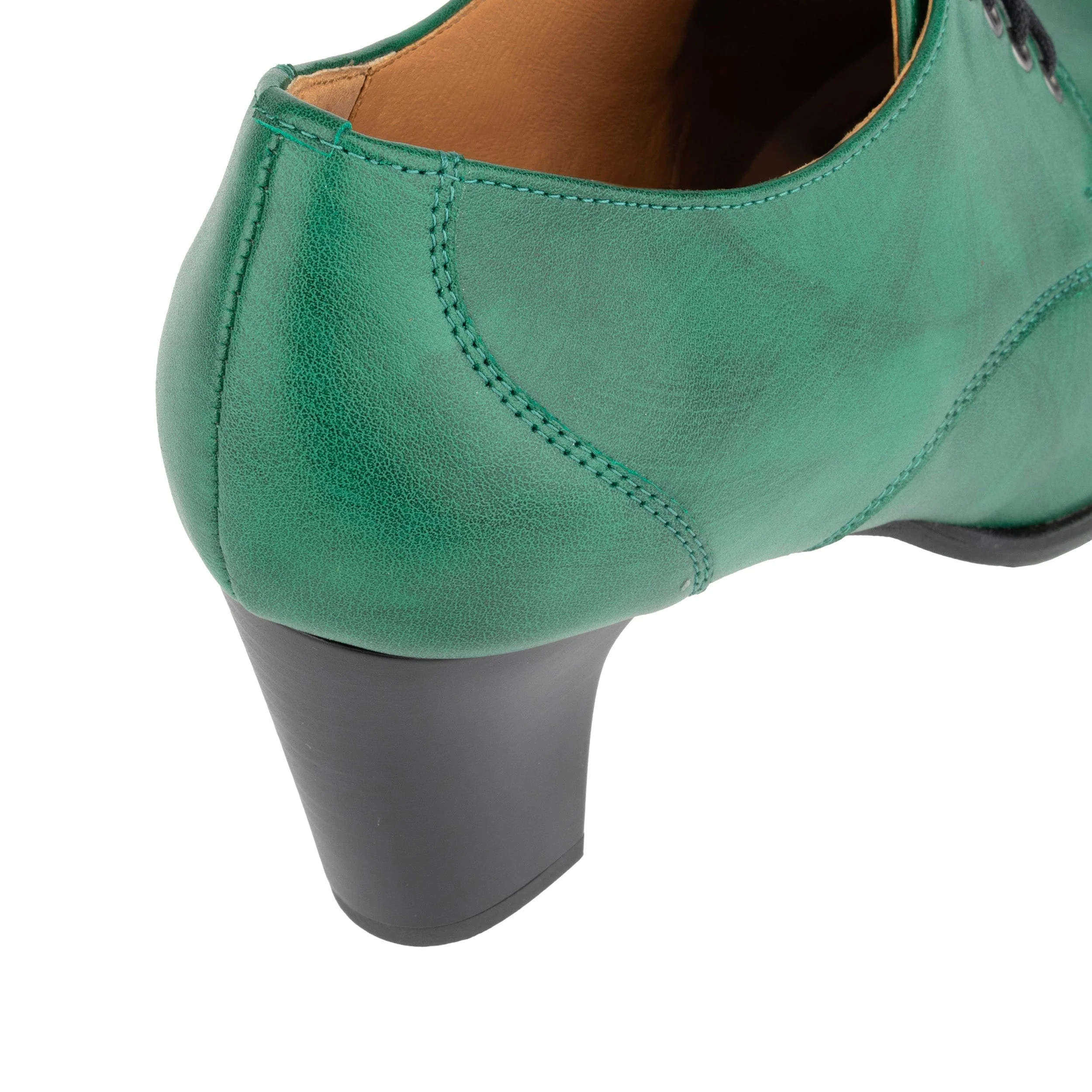Roulette - Green - Women's leather heeled oxford lace-up - Image 9