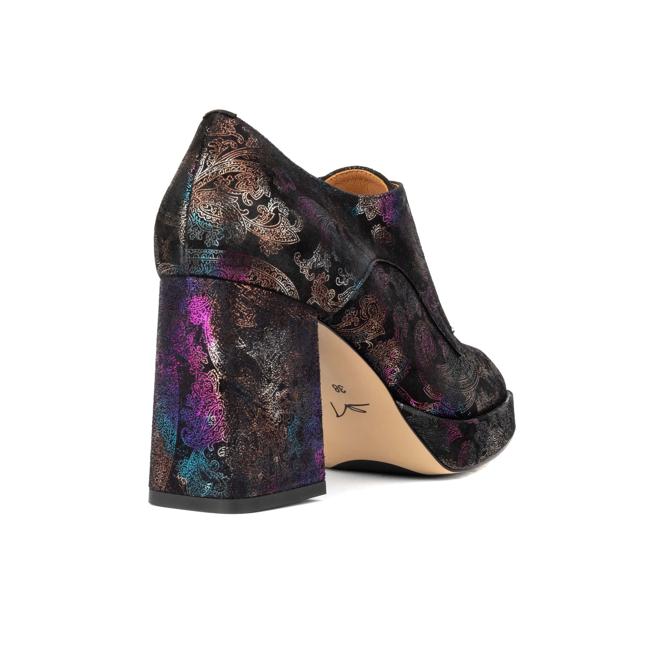 Roulette Platform - Black Foil - Women's leather oxford pump with platform and block heel - Image 4