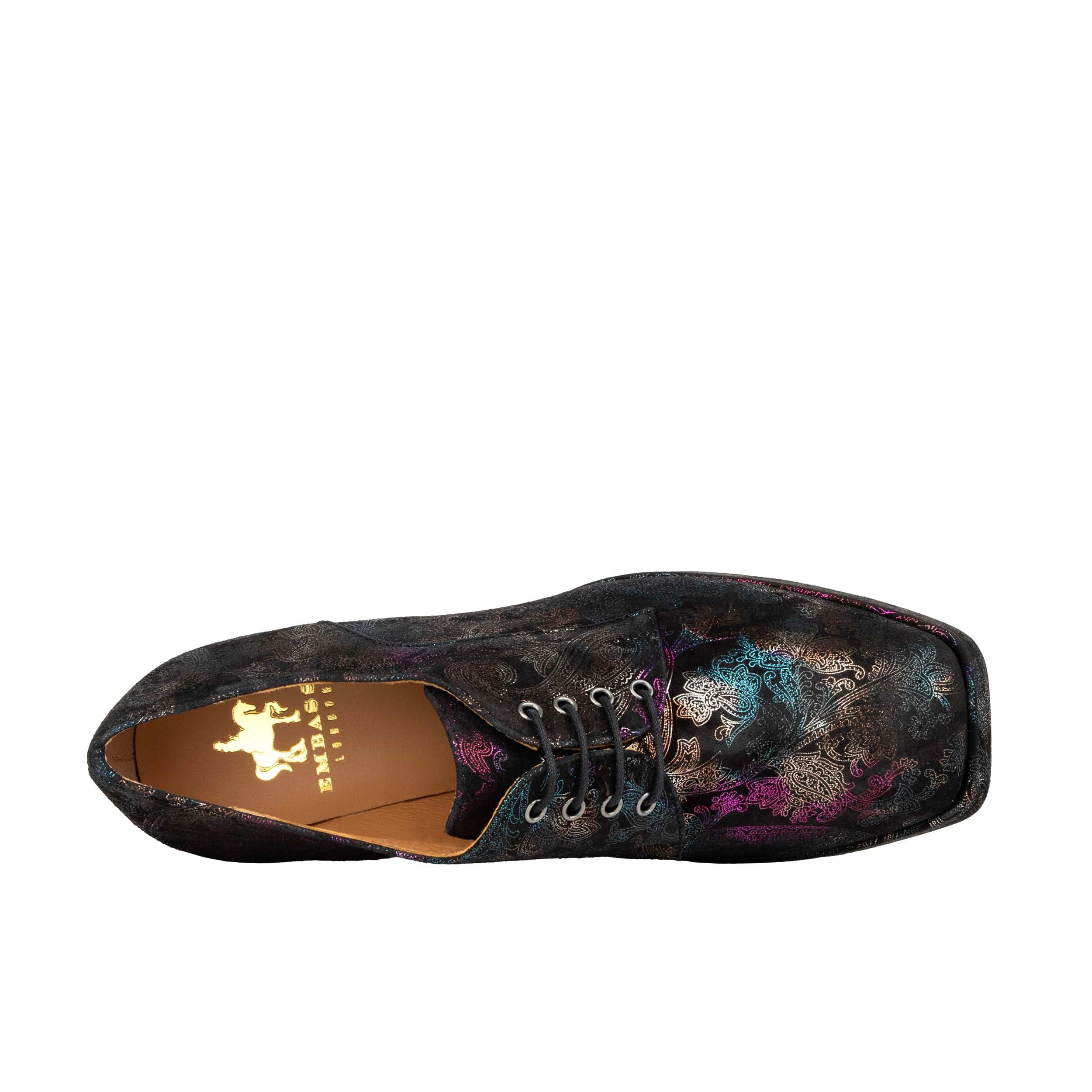 Roulette Platform - Black Foil - Women's leather oxford pump with platform and block heel - Image 6