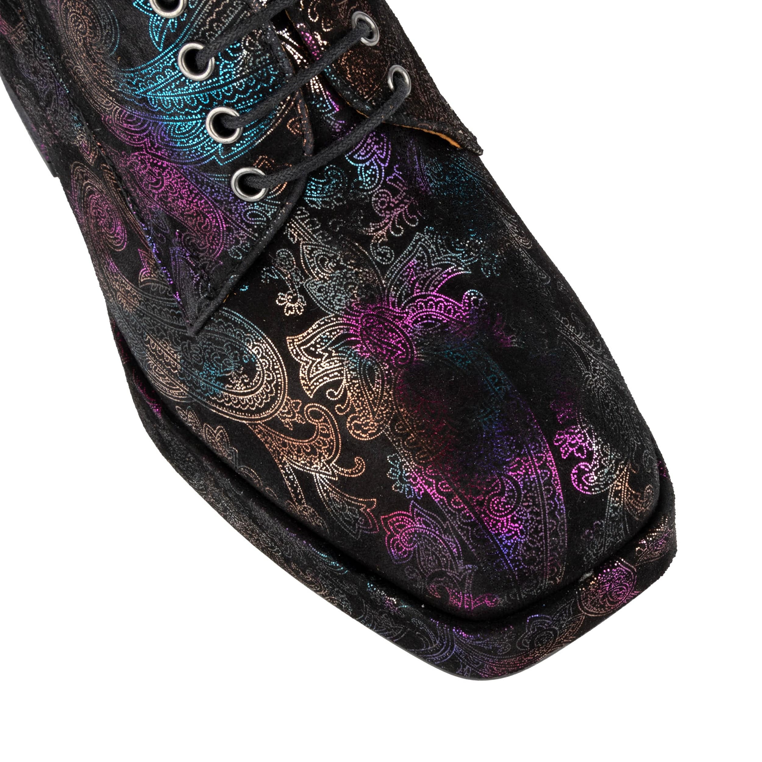 Roulette Platform - Black Foil - Women's leather oxford pump with platform and block heel - Image 7