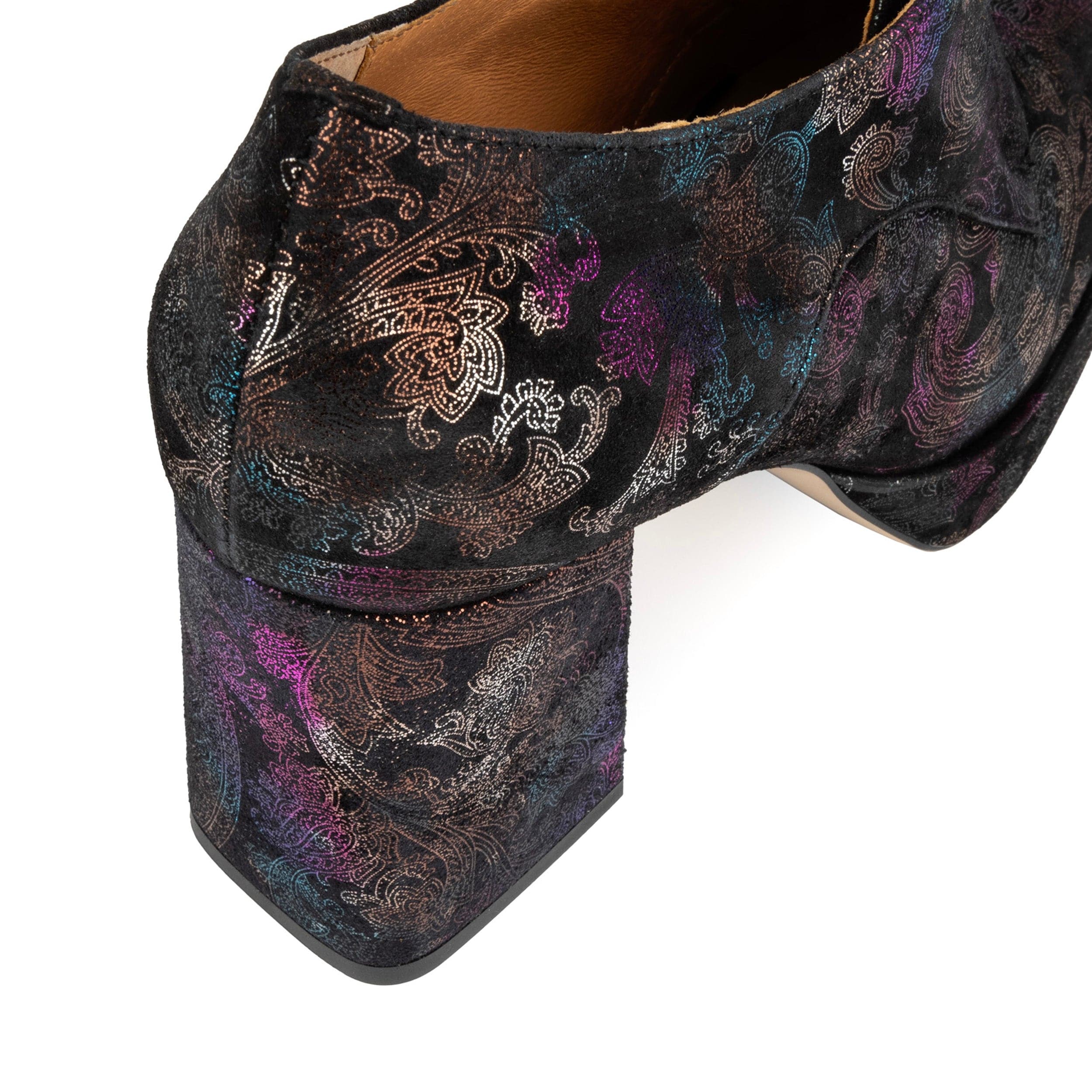 Roulette Platform - Black Foil - Women's leather oxford pump with platform and block heel - Image 8