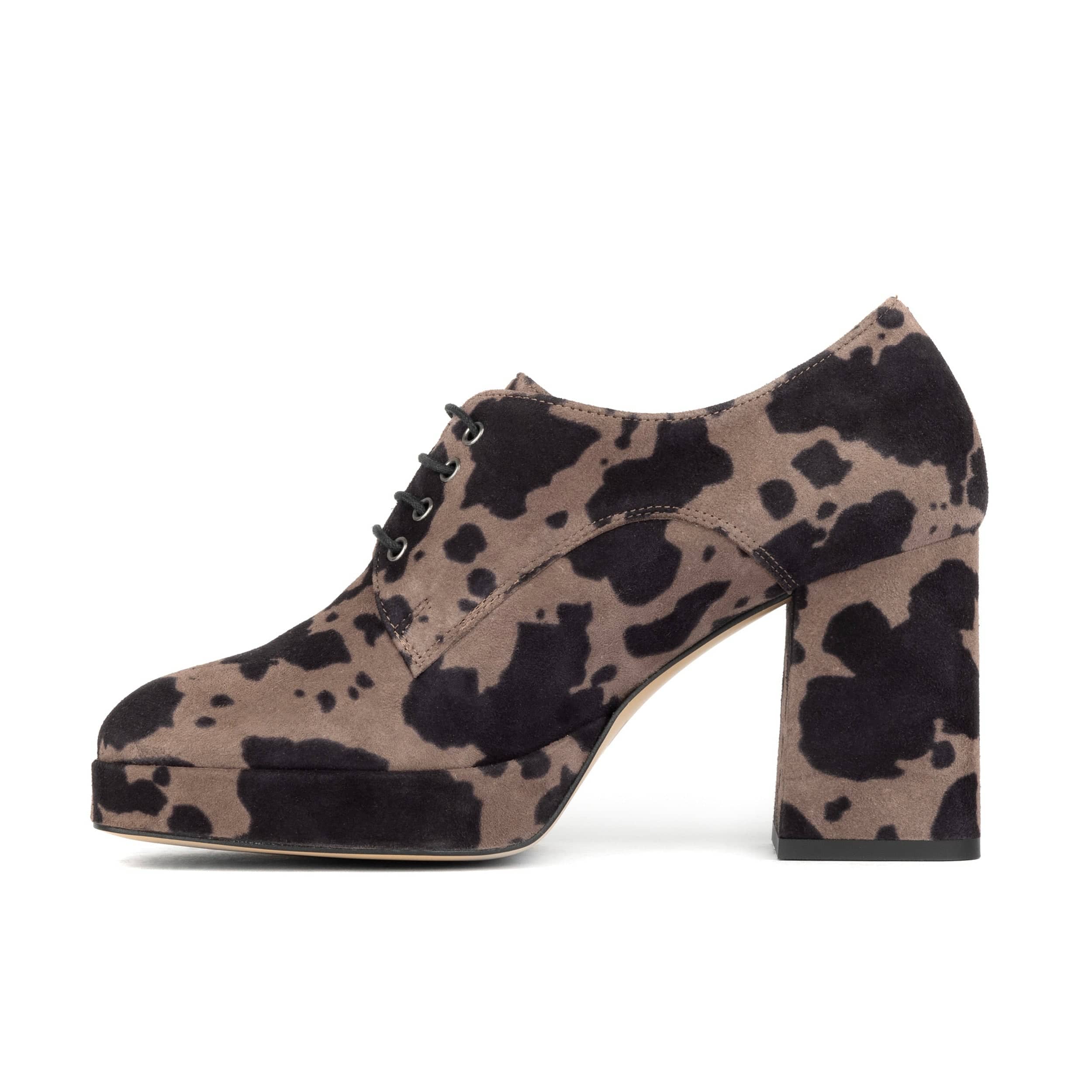 Roulette Platform - Brown Cow - Women's leather oxford pump with platform and block heel - Image 3
