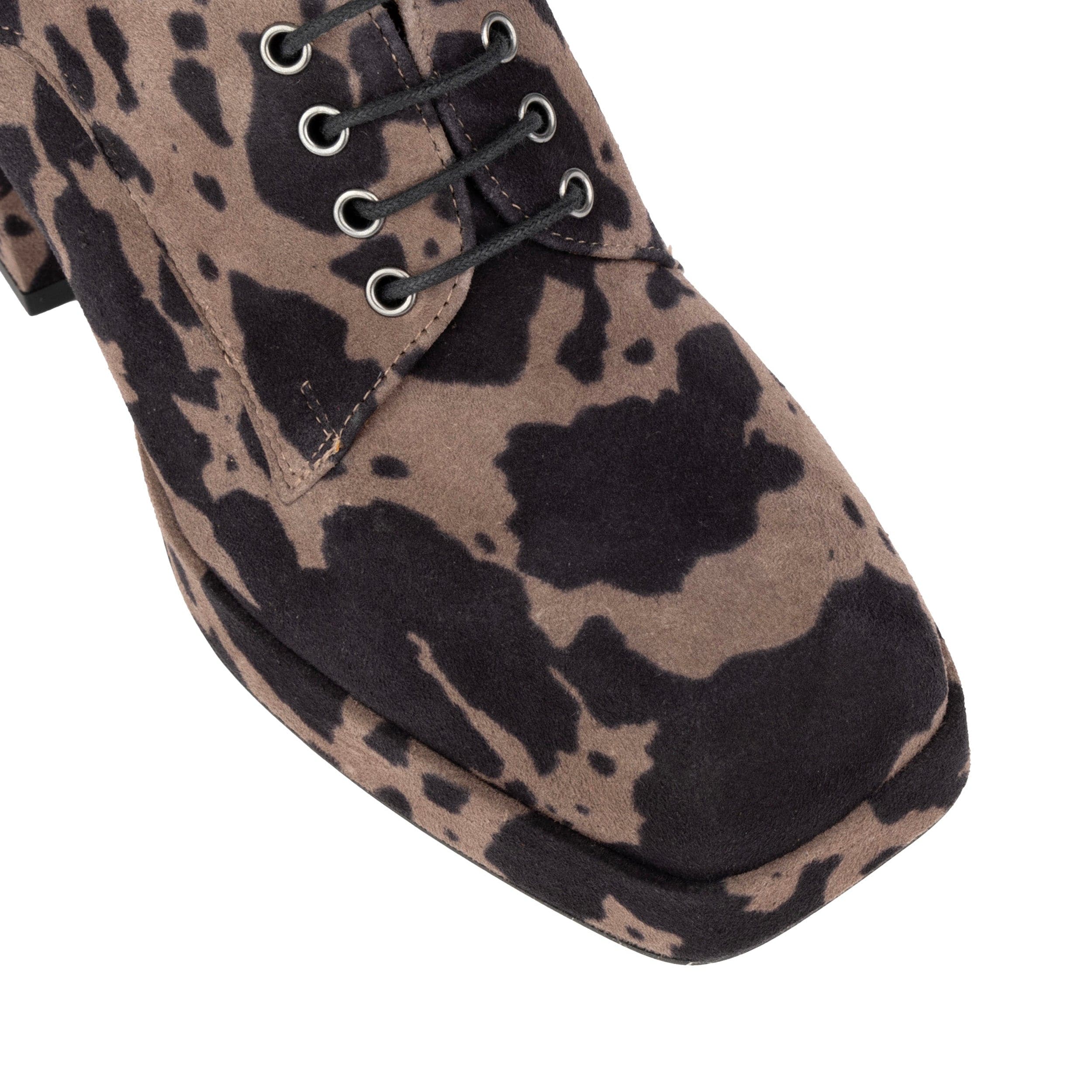 Roulette Platform - Brown Cow - Women's leather oxford pump with platform and block heel - Image 6