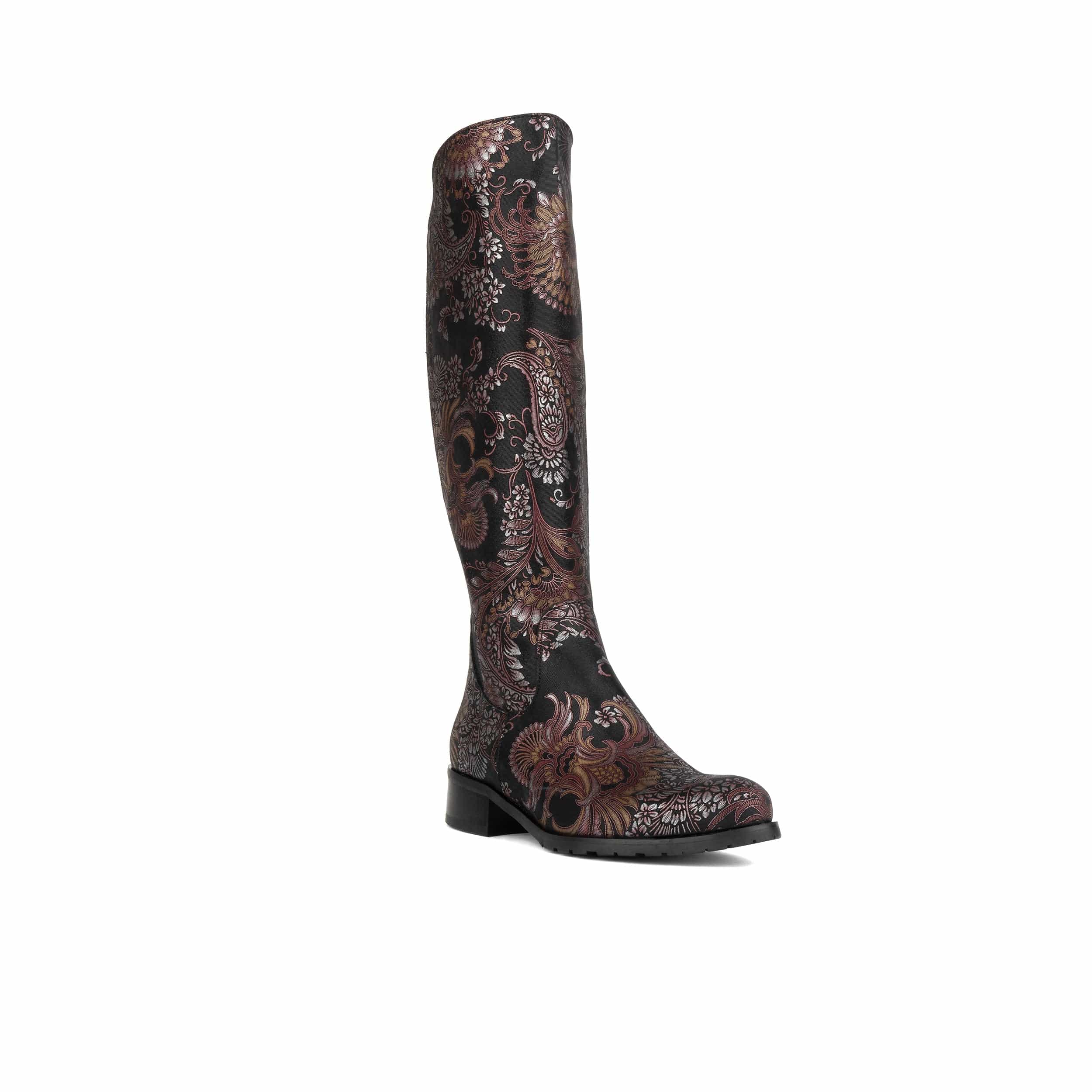 Rubix - Black & Burgundy - Women's full length zip long boot - Image 2