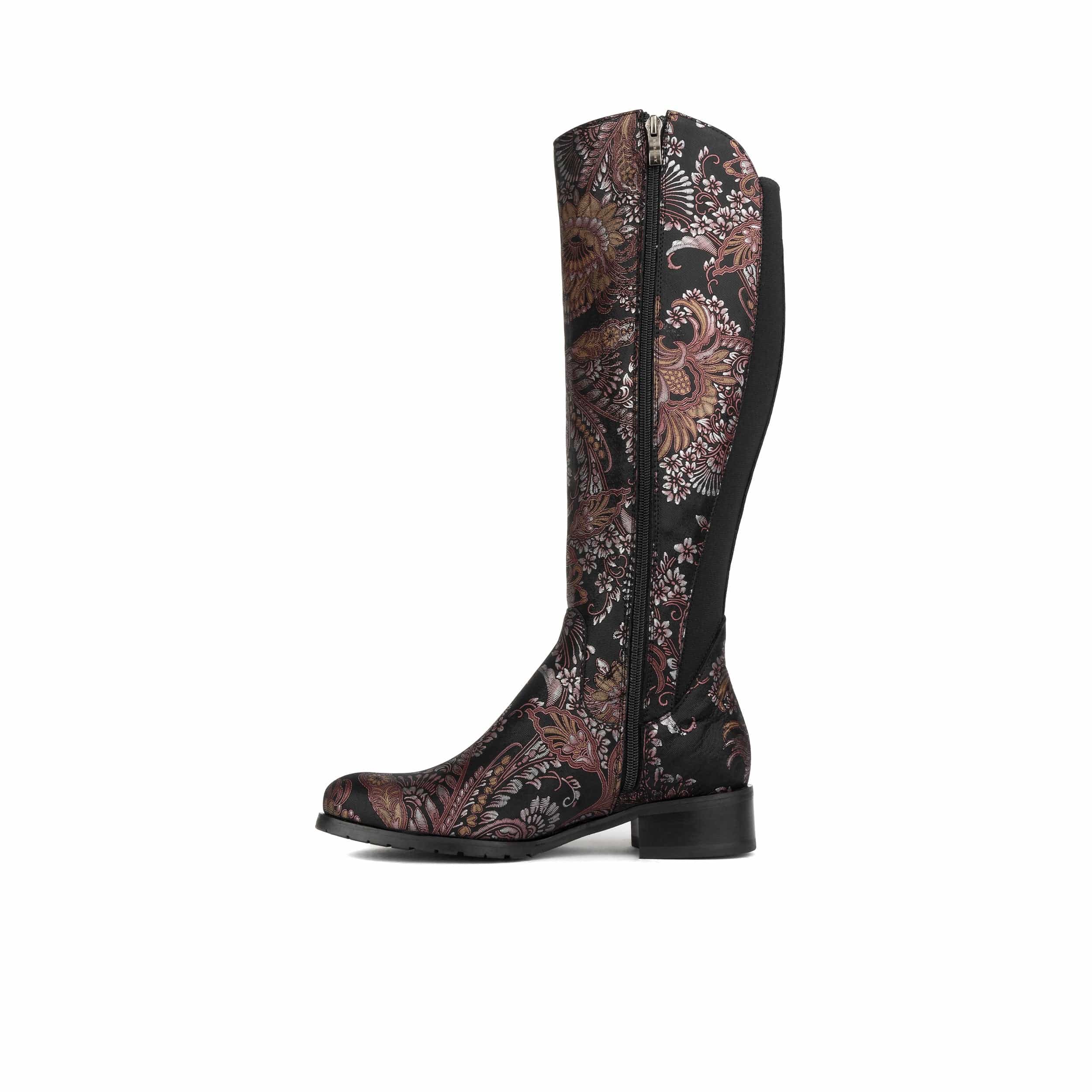 Rubix - Black & Burgundy - Women's full length zip long boot - Image 3