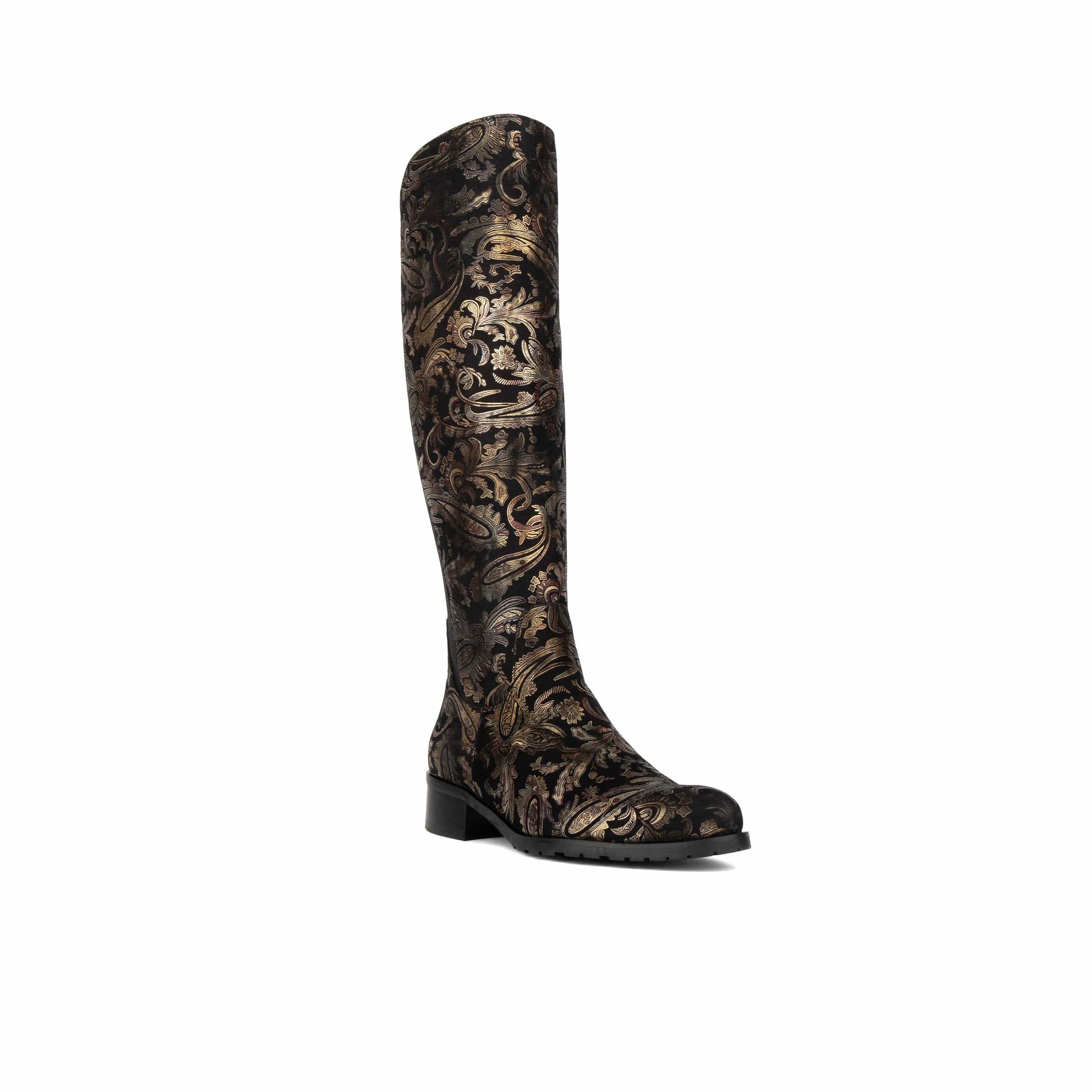 Rubix - Black & Gold & Burgundy - Women's full length zip long boot - Image 2