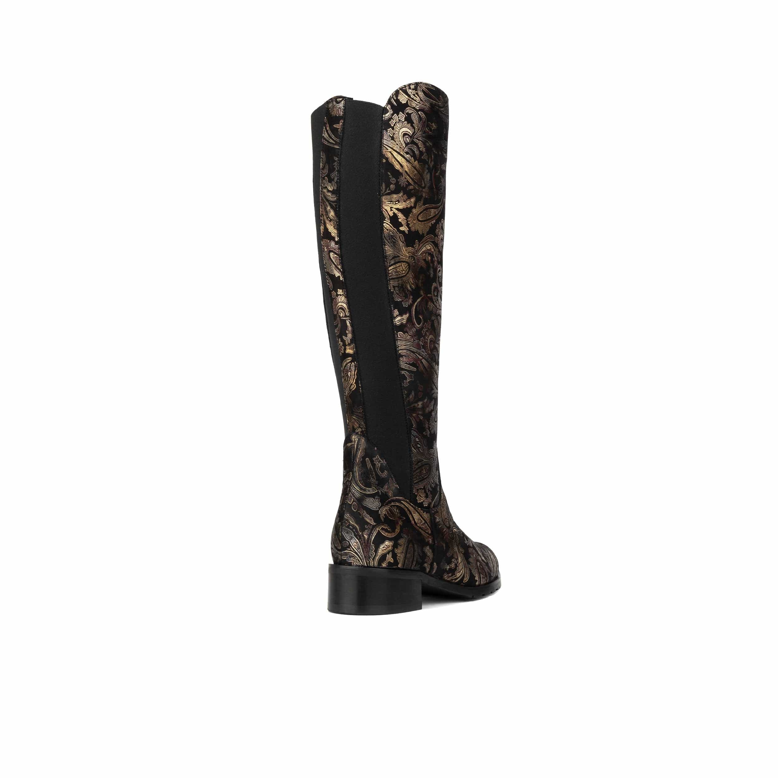 Rubix - Black & Gold & Burgundy - Women's full length zip long boot - Image 4
