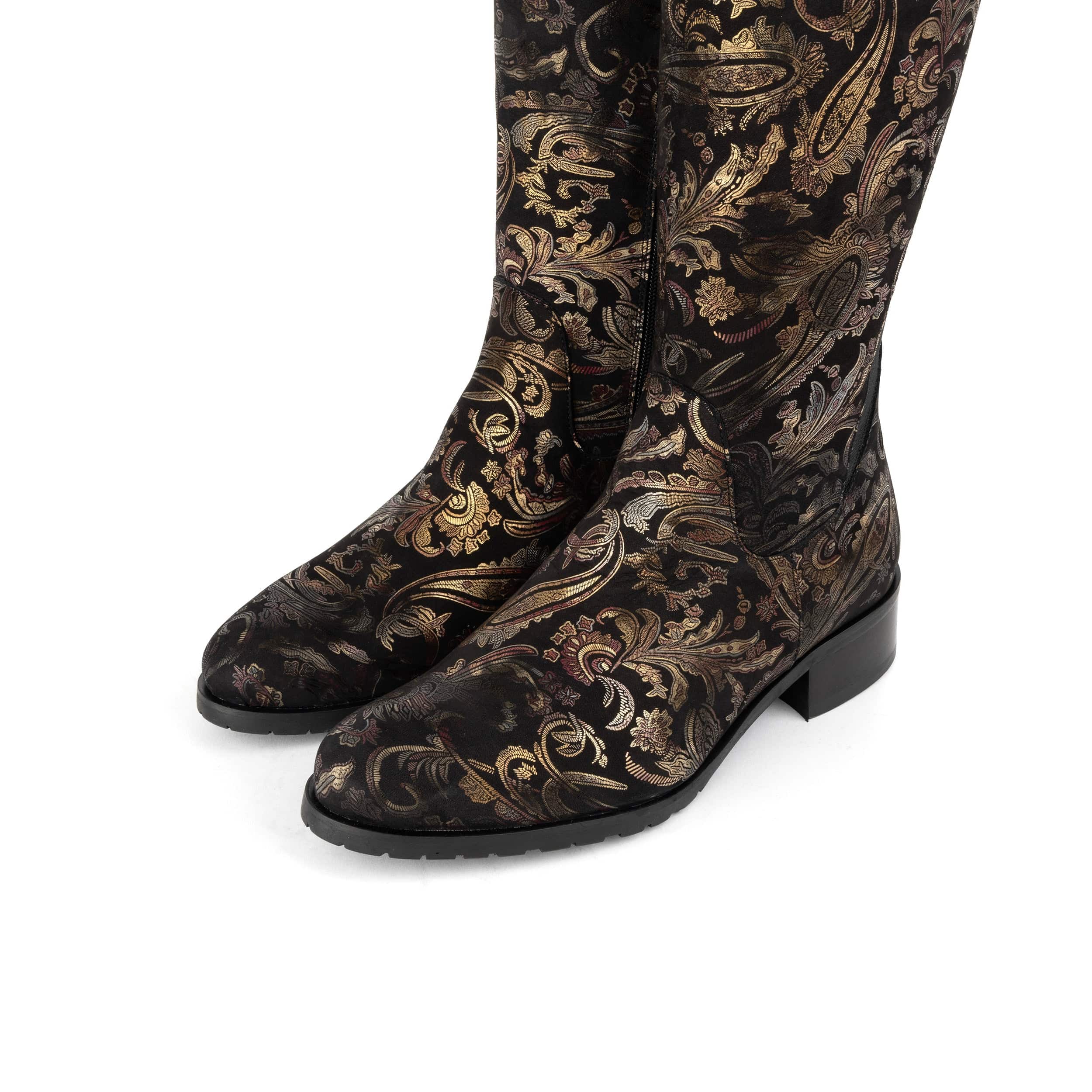 Rubix - Black & Gold & Burgundy - Women's full length zip long boot - Image 9