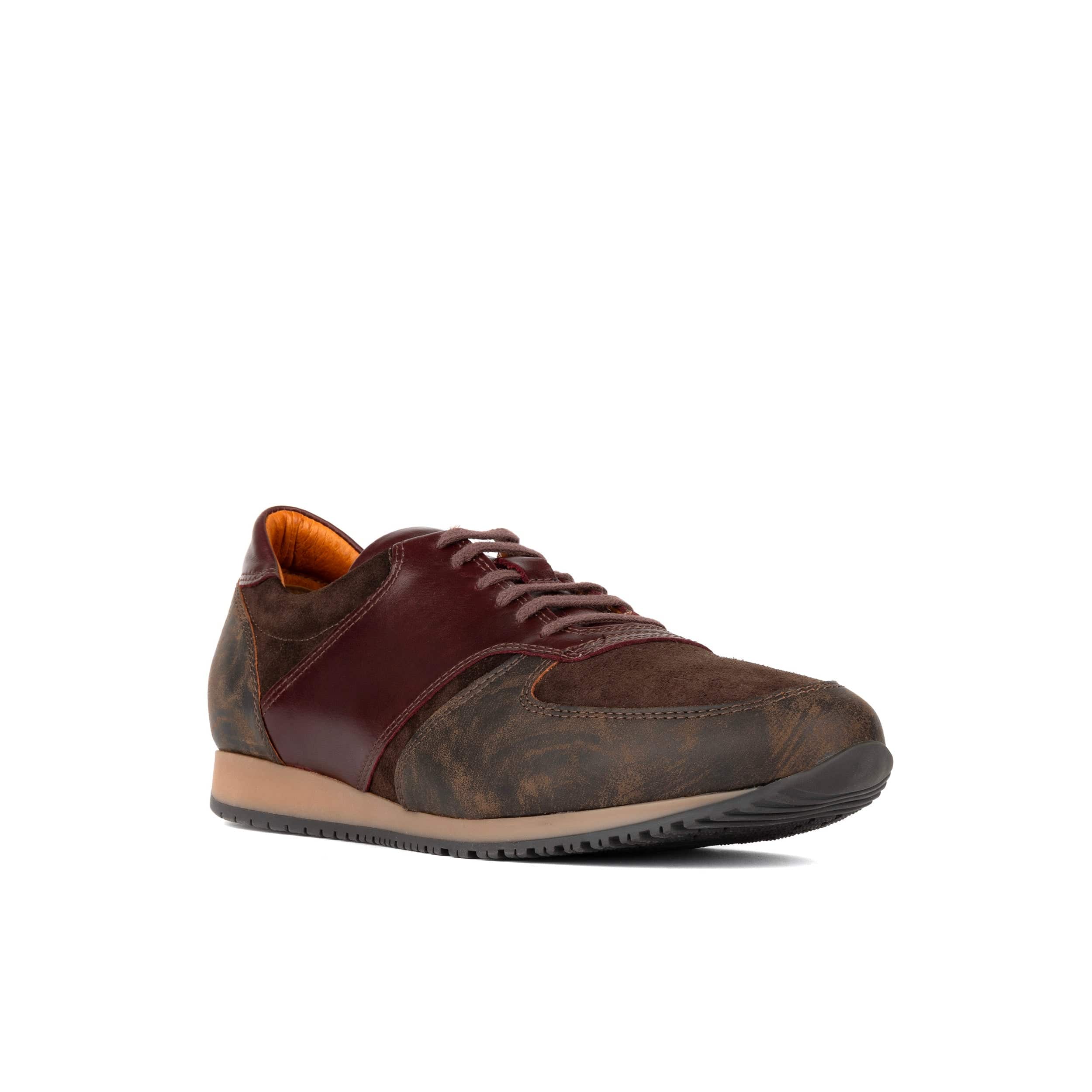 San Francisco - Brown & Burgundy - Men's lace-up leather & suede trainer - Image 2
