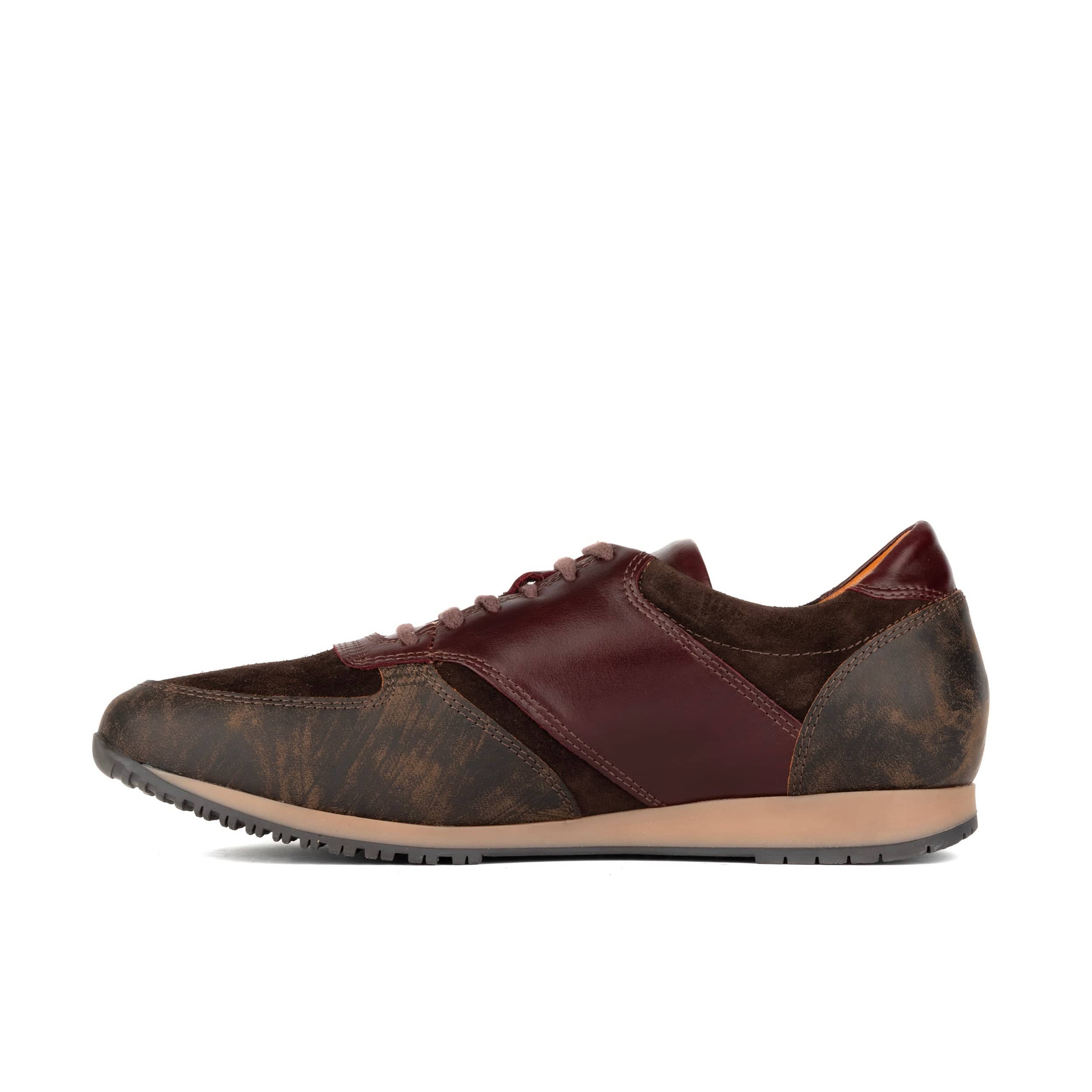 San Francisco - Brown & Burgundy - Men's lace-up leather & suede trainer - Image 3