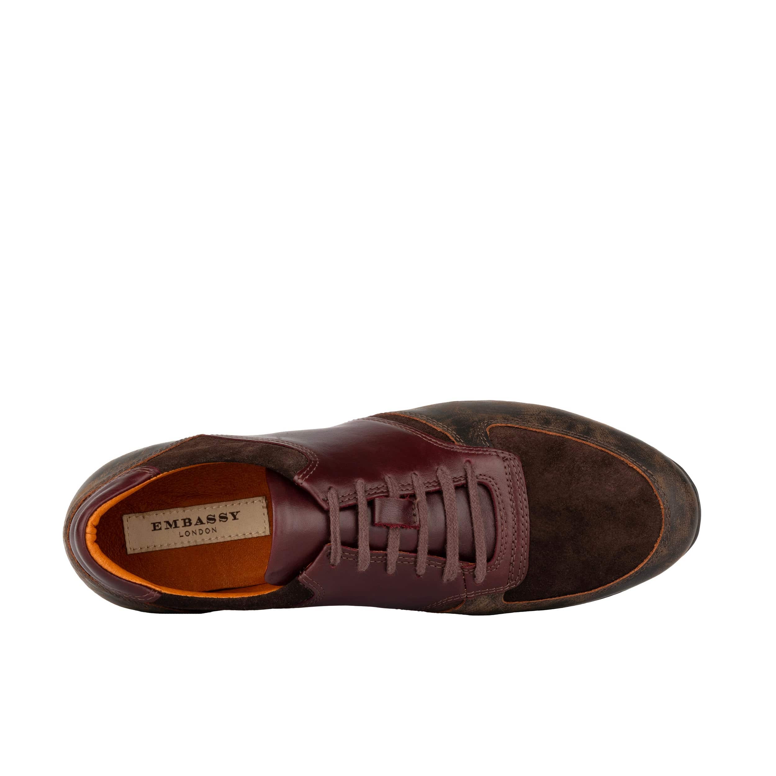 San Francisco - Brown & Burgundy - Men's lace-up leather & suede trainer - Image 6