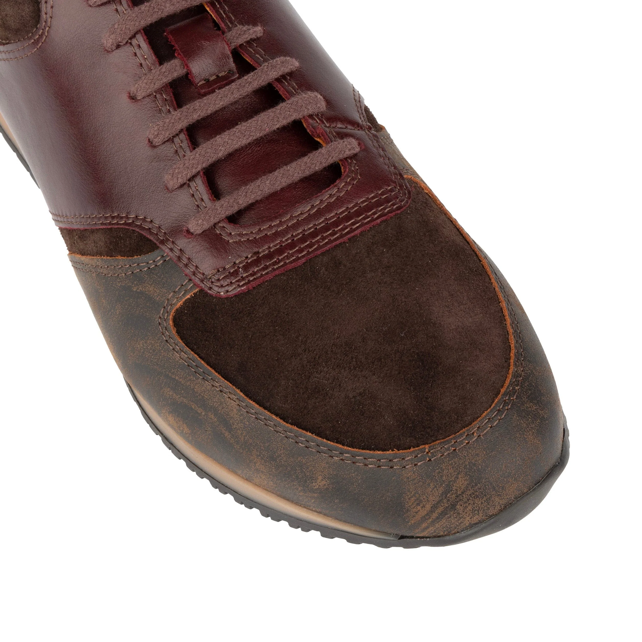 San Francisco - Brown & Burgundy - Men's lace-up leather & suede trainer - Image 7