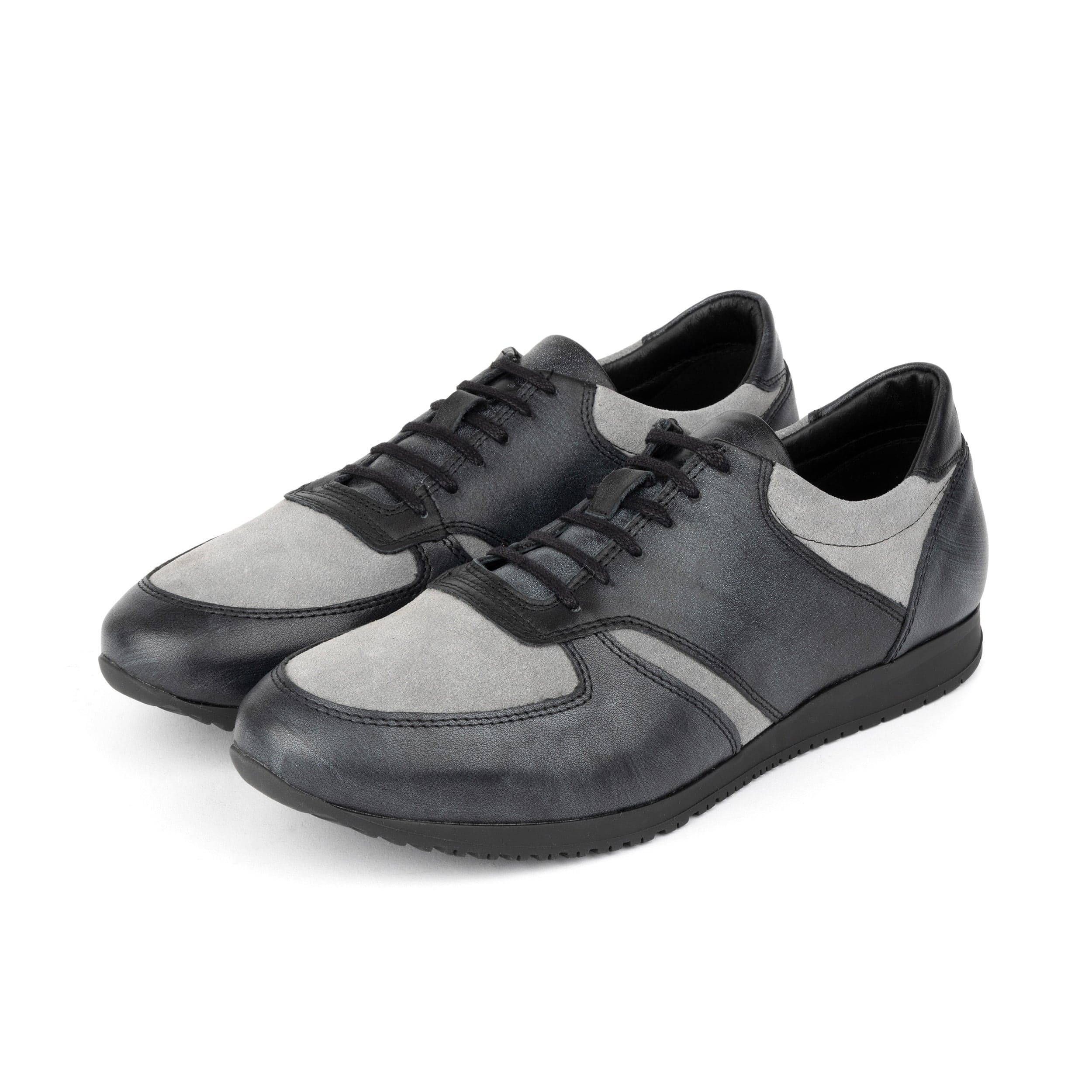 San Francisco - Grey & Grey - Men's lace-up leather & suede trainer - Image 10