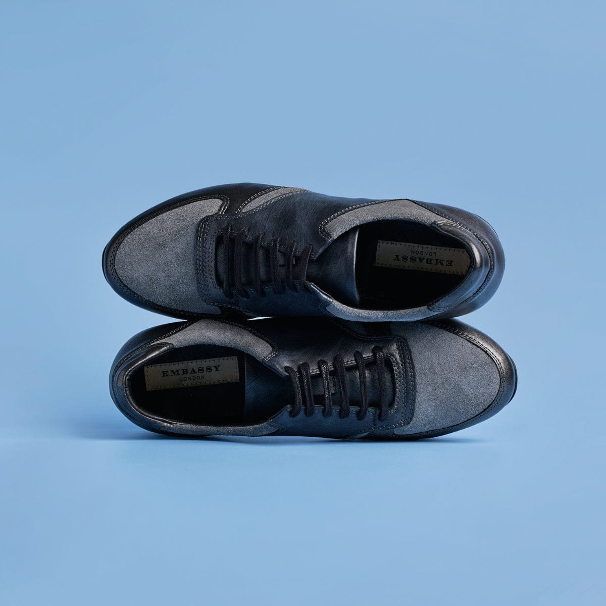 San Francisco - Grey & Grey - Men's lace-up leather & suede trainer - Image 2