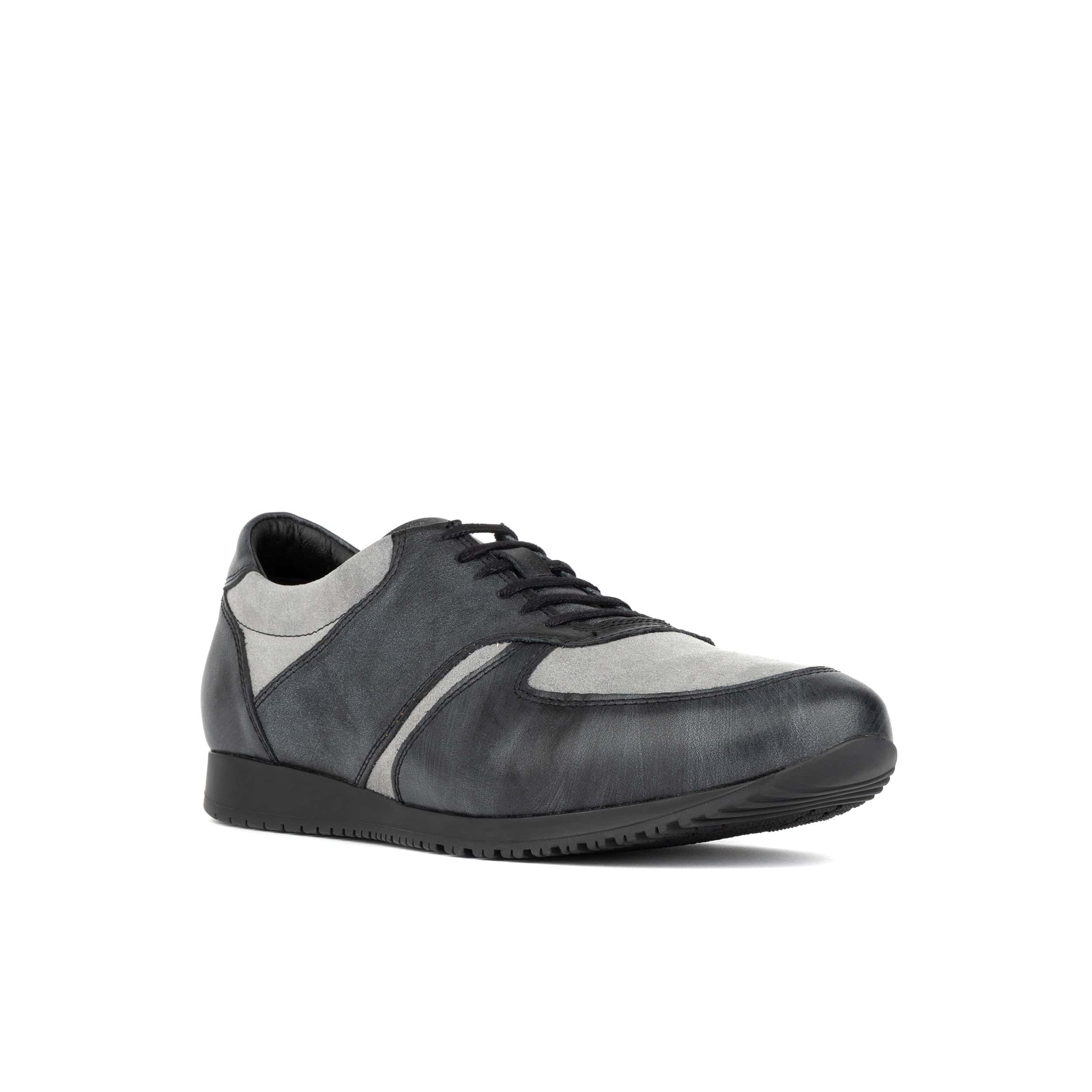 San Francisco - Grey & Grey - Men's lace-up leather & suede trainer - Image 3