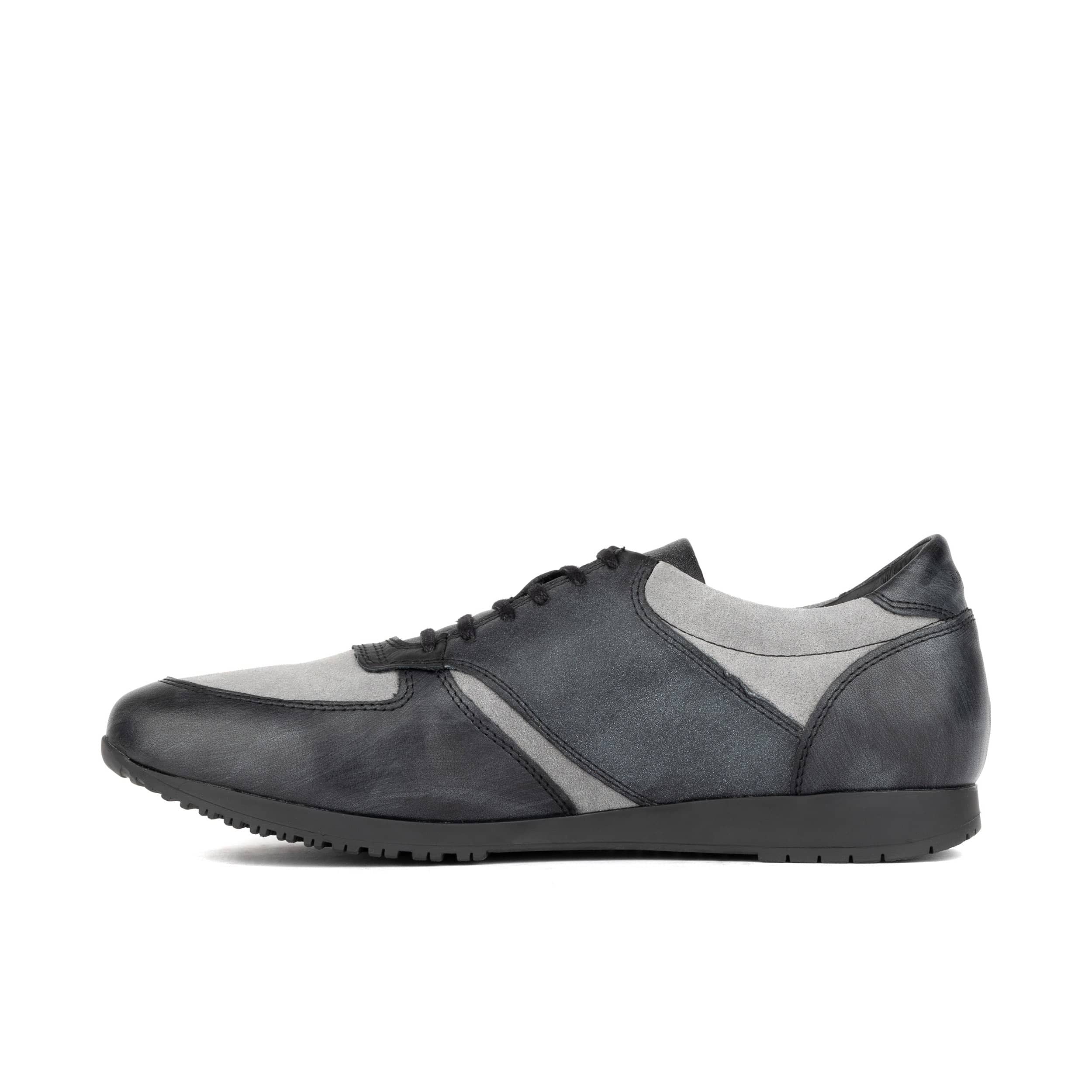 San Francisco - Grey & Grey - Men's lace-up leather & suede trainer - Image 4