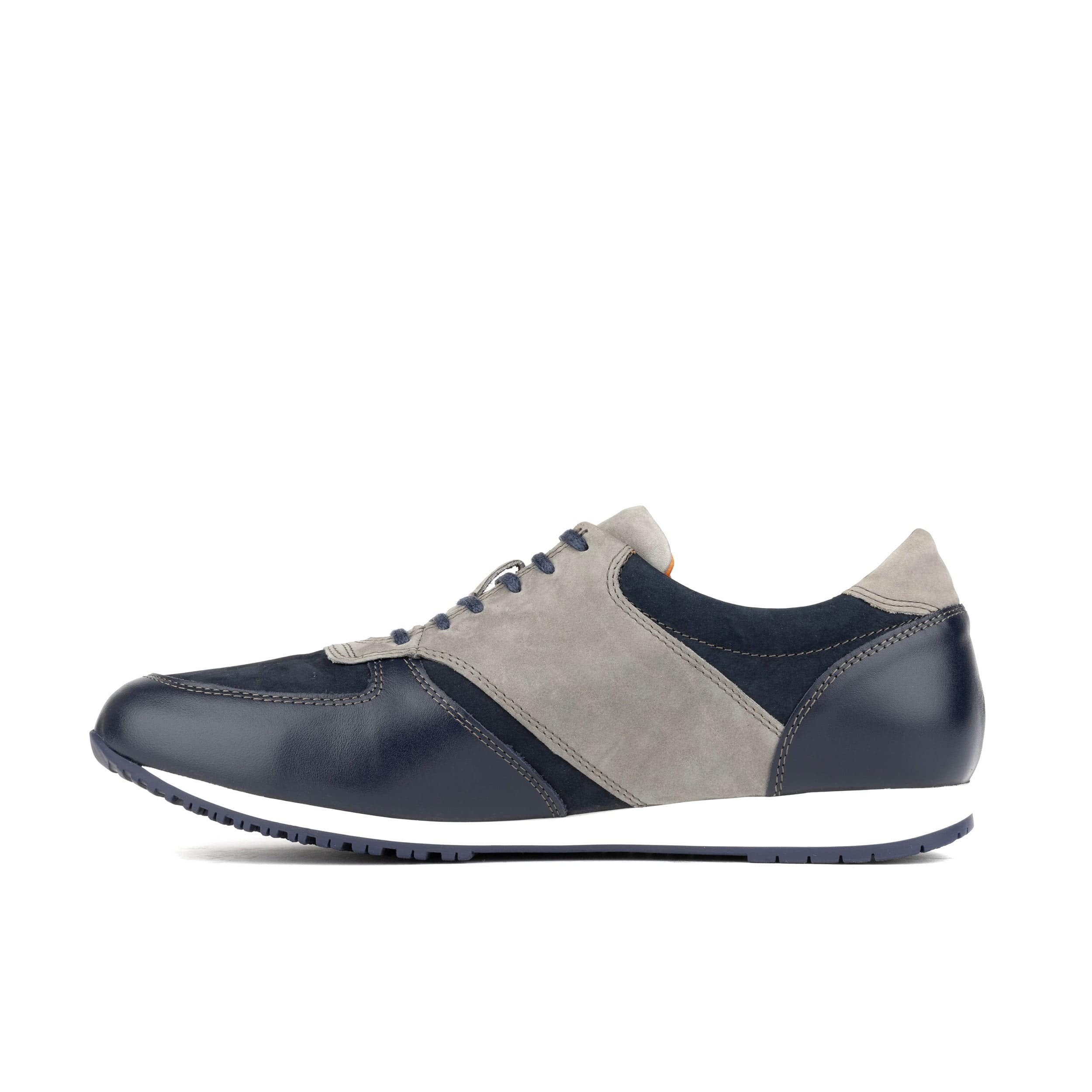 San Francisco - Navy & Grey - Men's lace-up leather & suede trainer - Image 4