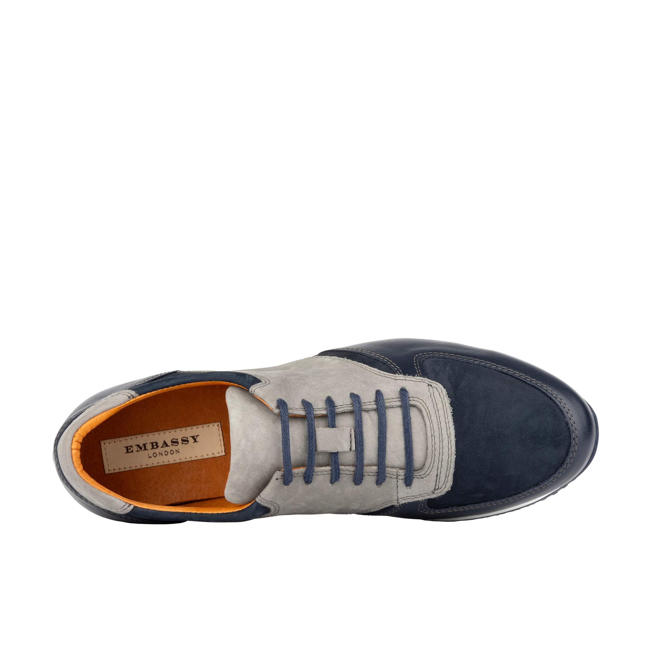 San Francisco - Navy & Grey - Men's lace-up leather & suede trainer - Image 7