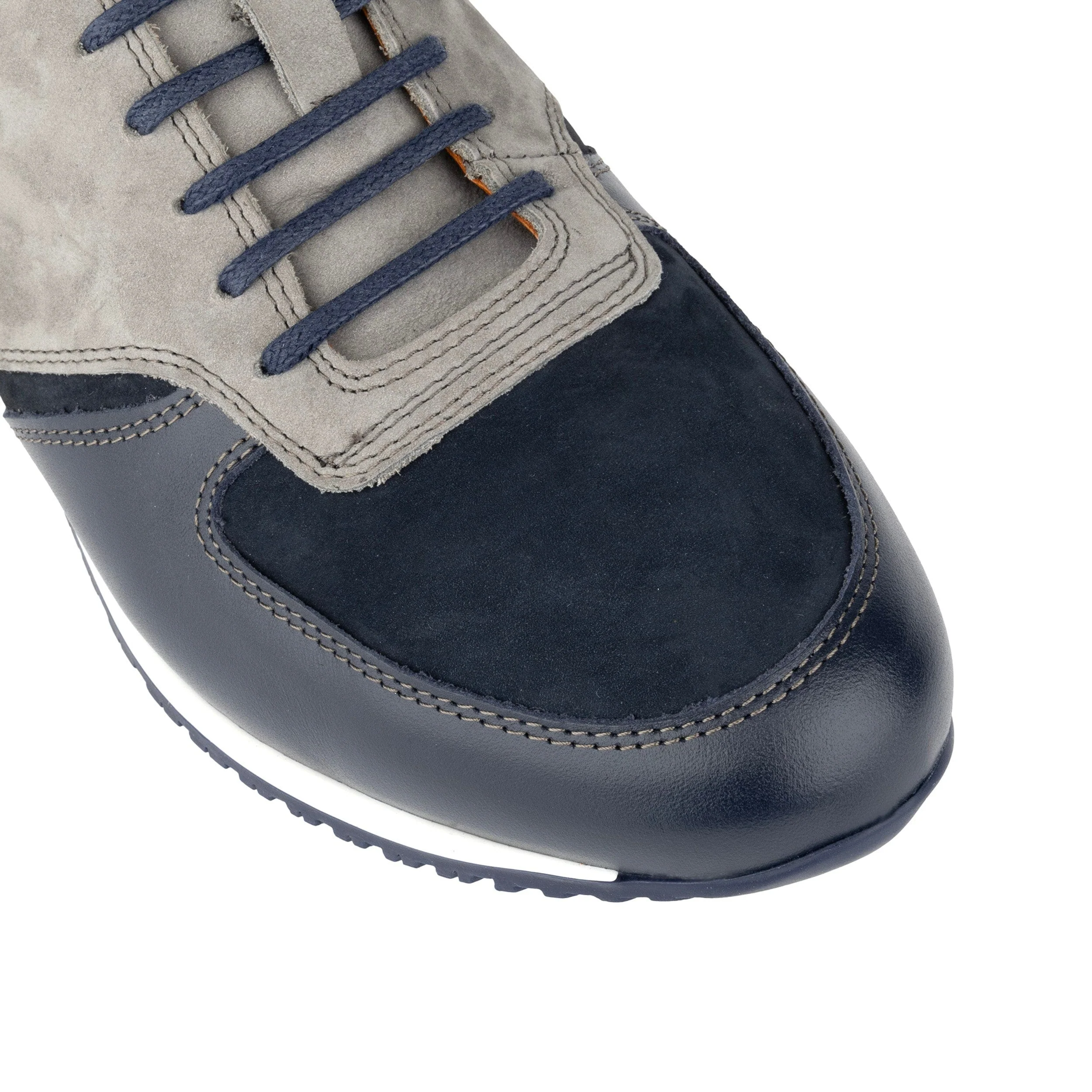 San Francisco - Navy & Grey - Men's lace-up leather & suede trainer - Image 8