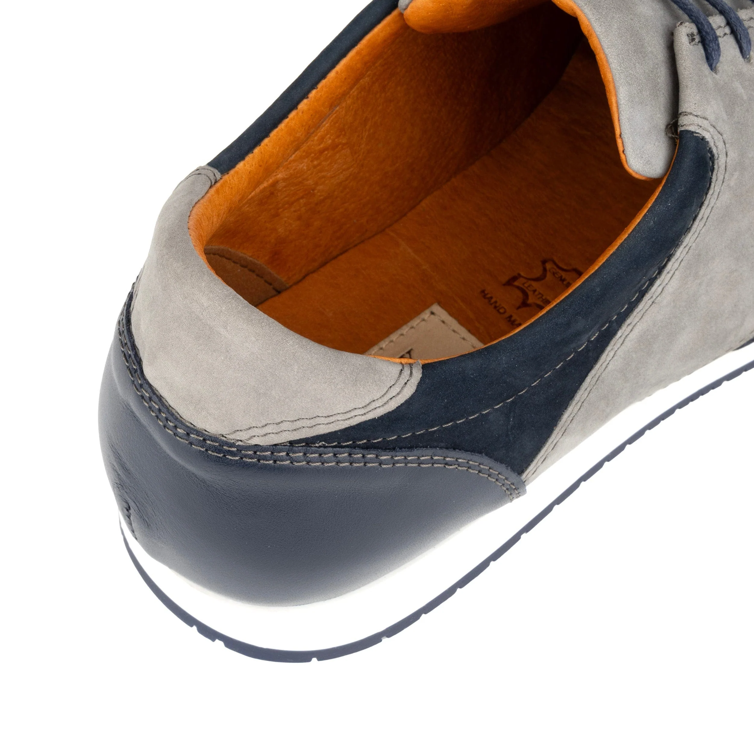 San Francisco - Navy & Grey - Men's lace-up leather & suede trainer - Image 9