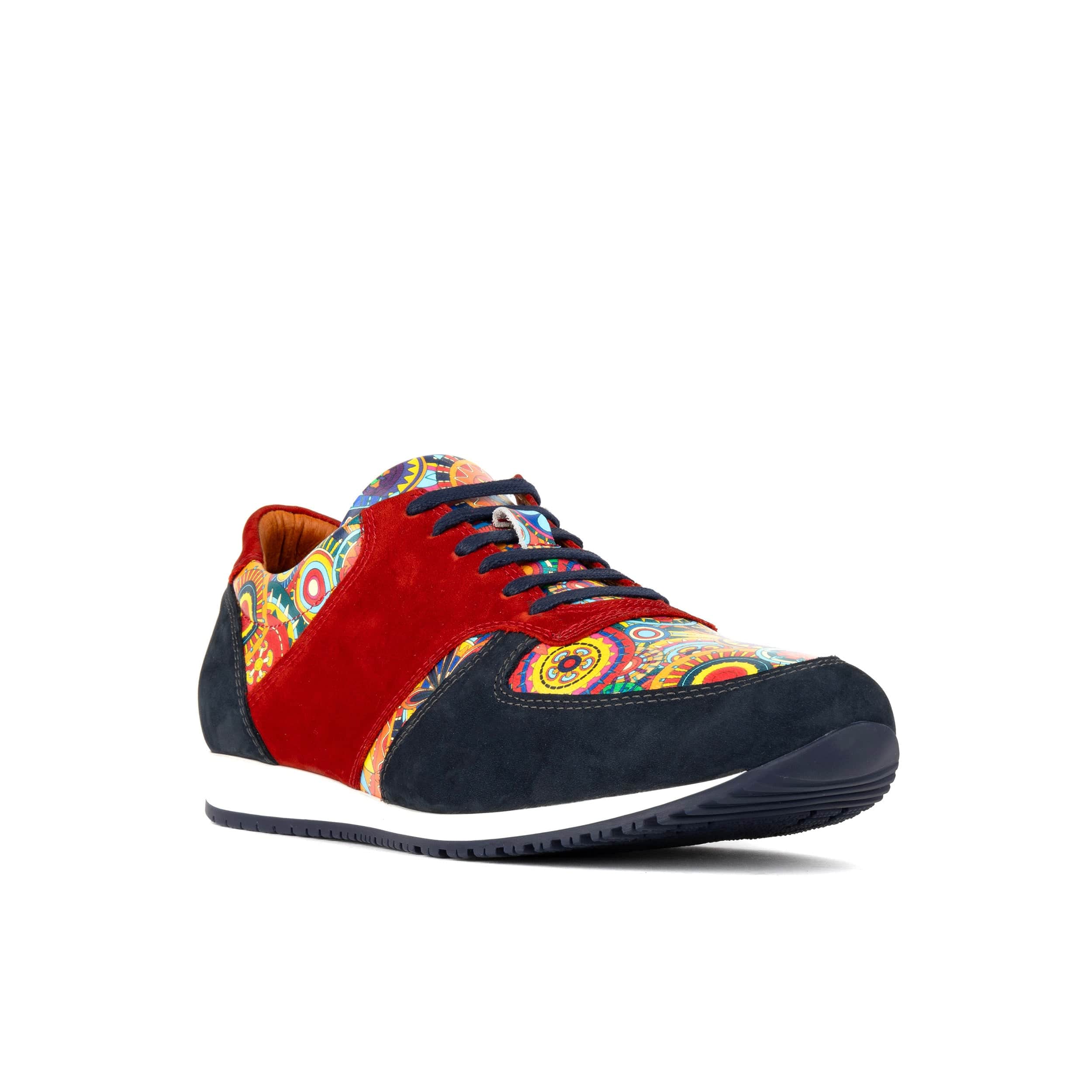 San Francisco - Navy & Red Signature - Men's lace-up leather & suede trainer - Image 3