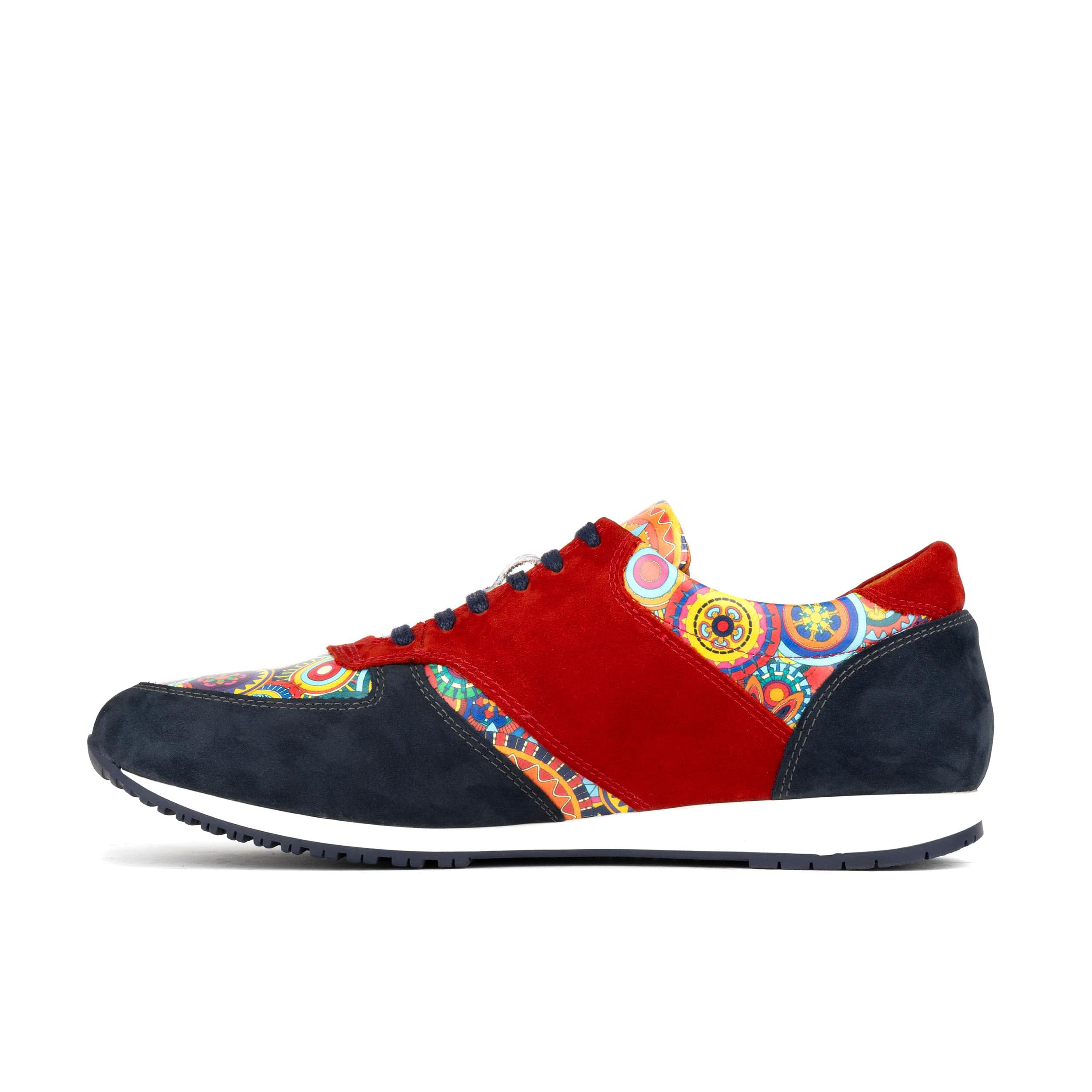 San Francisco - Navy & Red Signature - Men's lace-up leather & suede trainer - Image 4