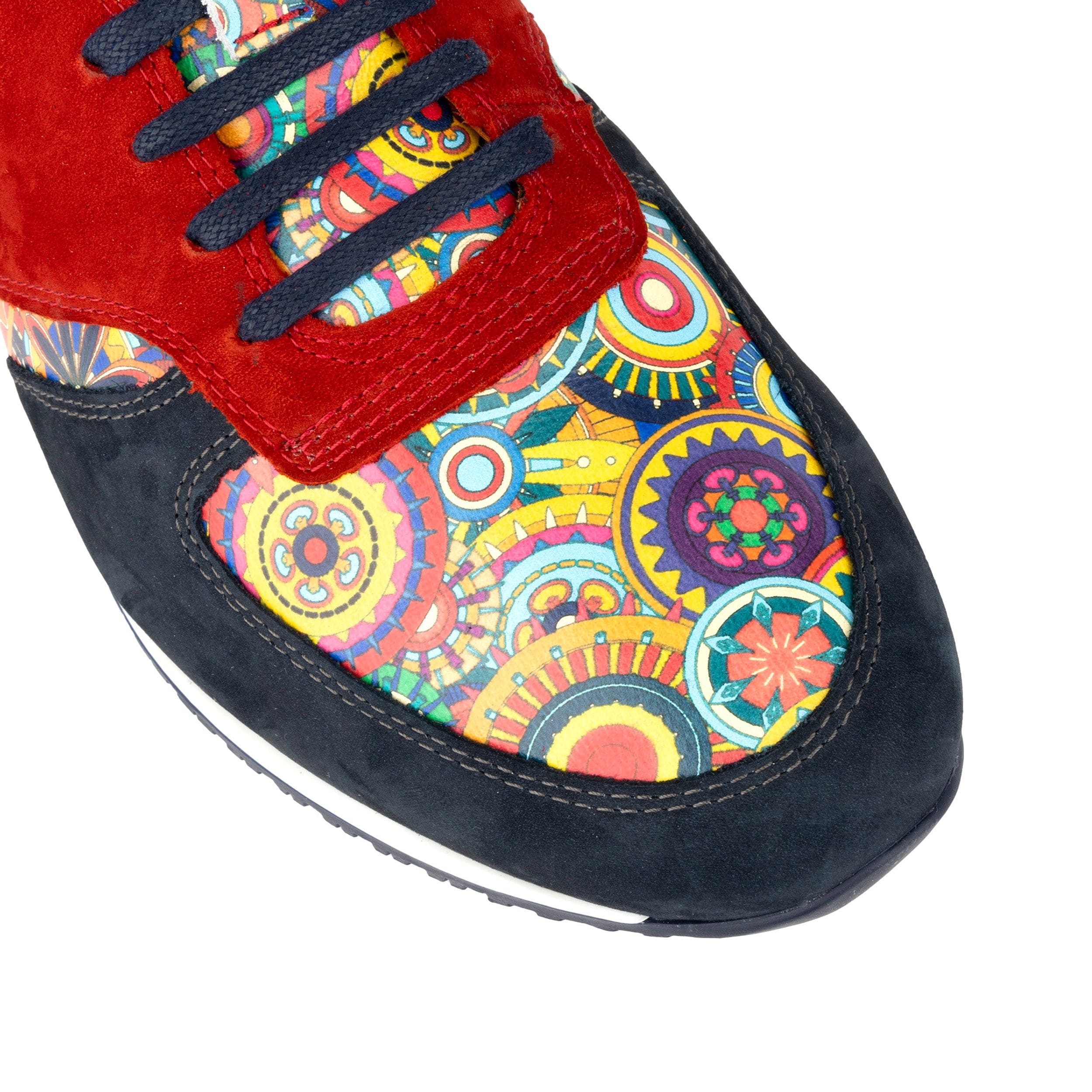 San Francisco - Navy & Red Signature - Men's lace-up leather & suede trainer - Image 8