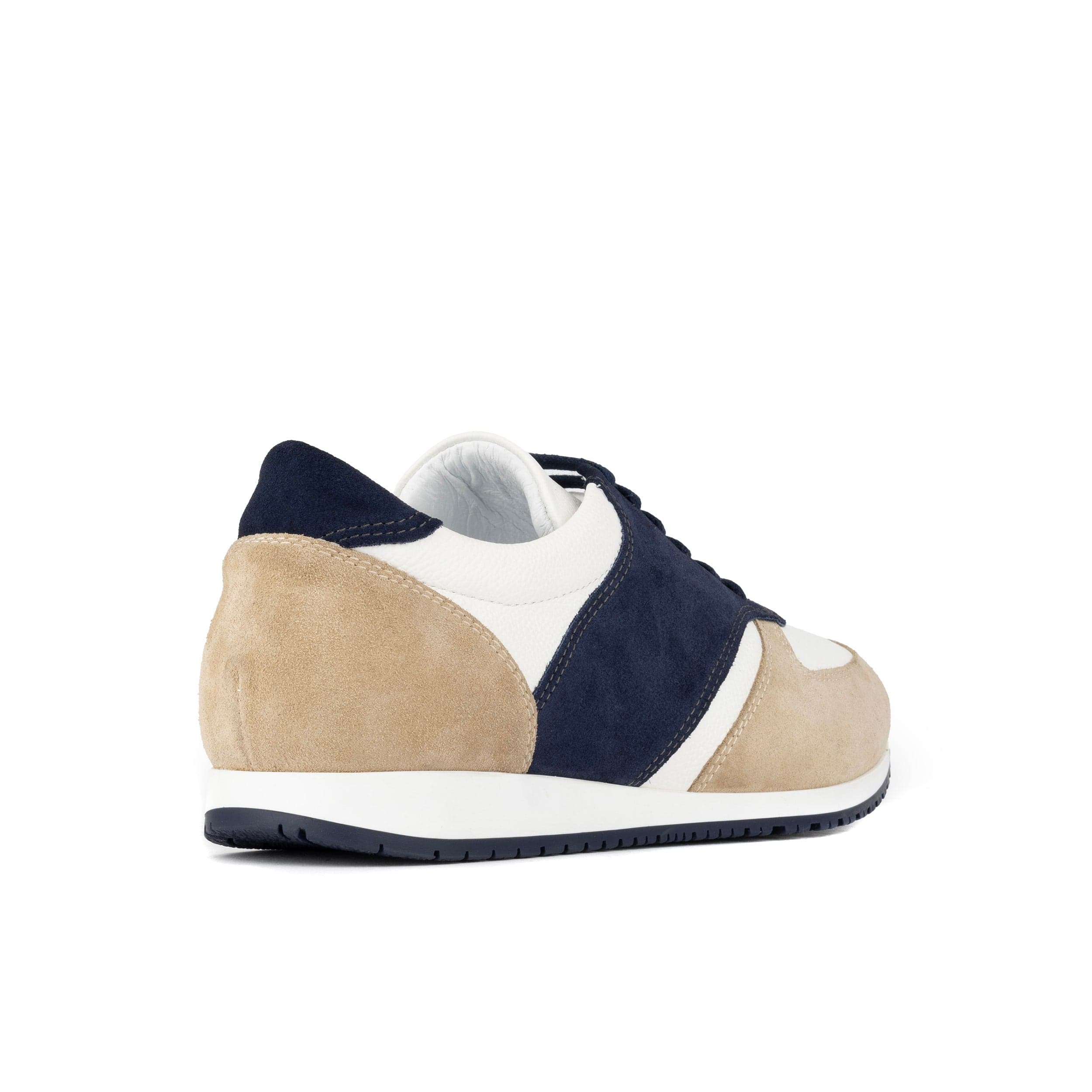 San Francisco - Navy & White & Cream - Men's lace-up leather & suede trainer - Image 4