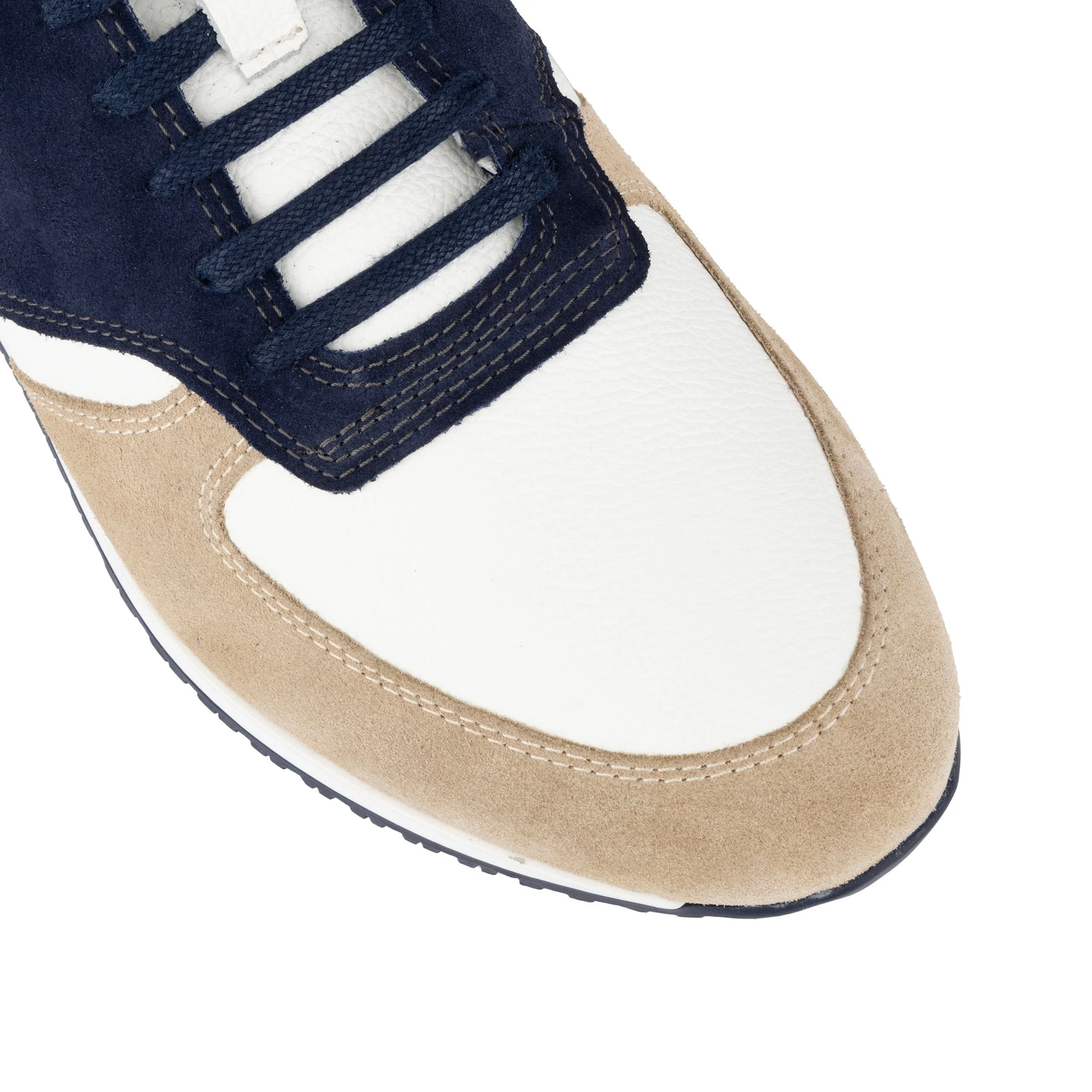 San Francisco - Navy & White & Cream - Men's lace-up leather & suede trainer - Image 7
