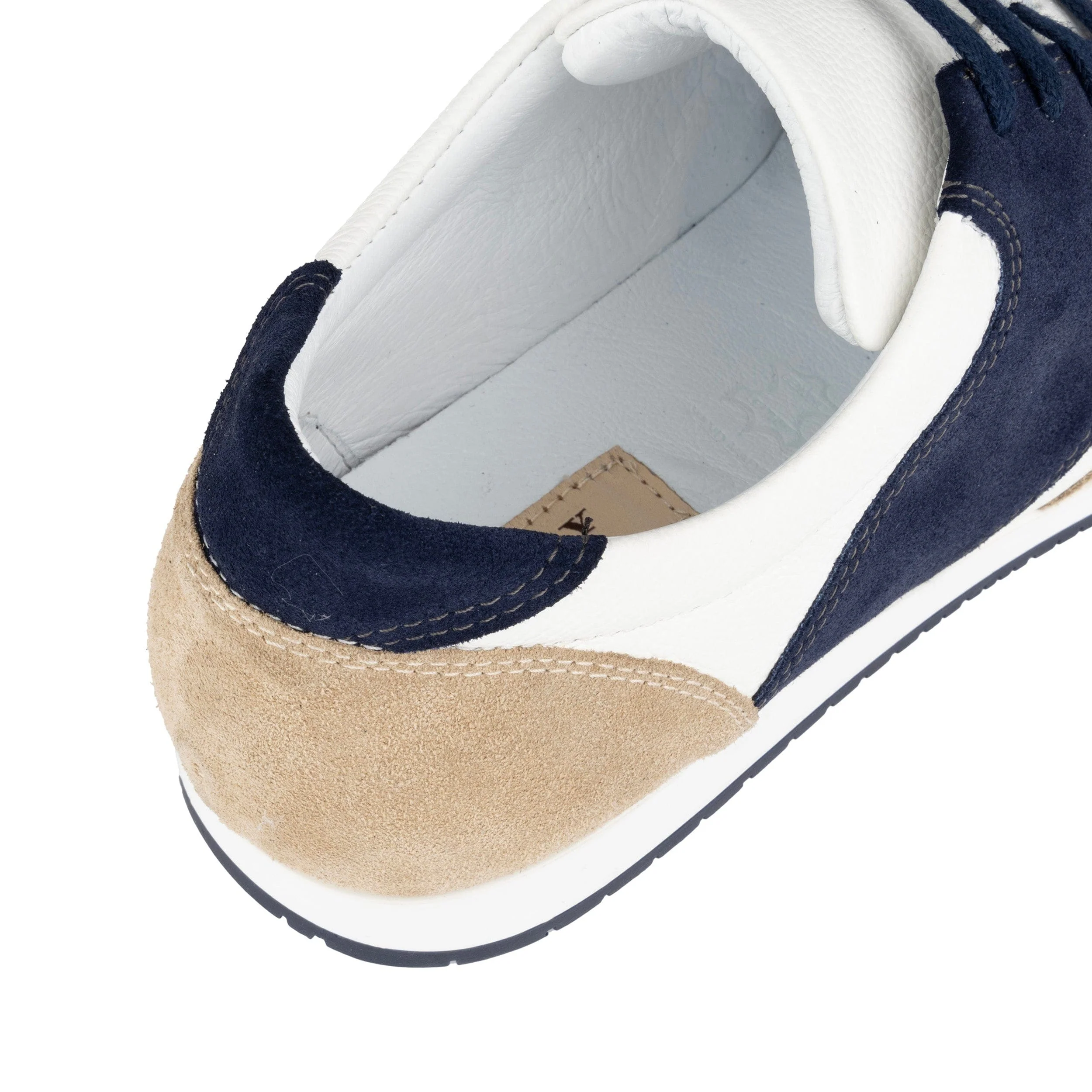 San Francisco - Navy & White & Cream - Men's lace-up leather & suede trainer - Image 8