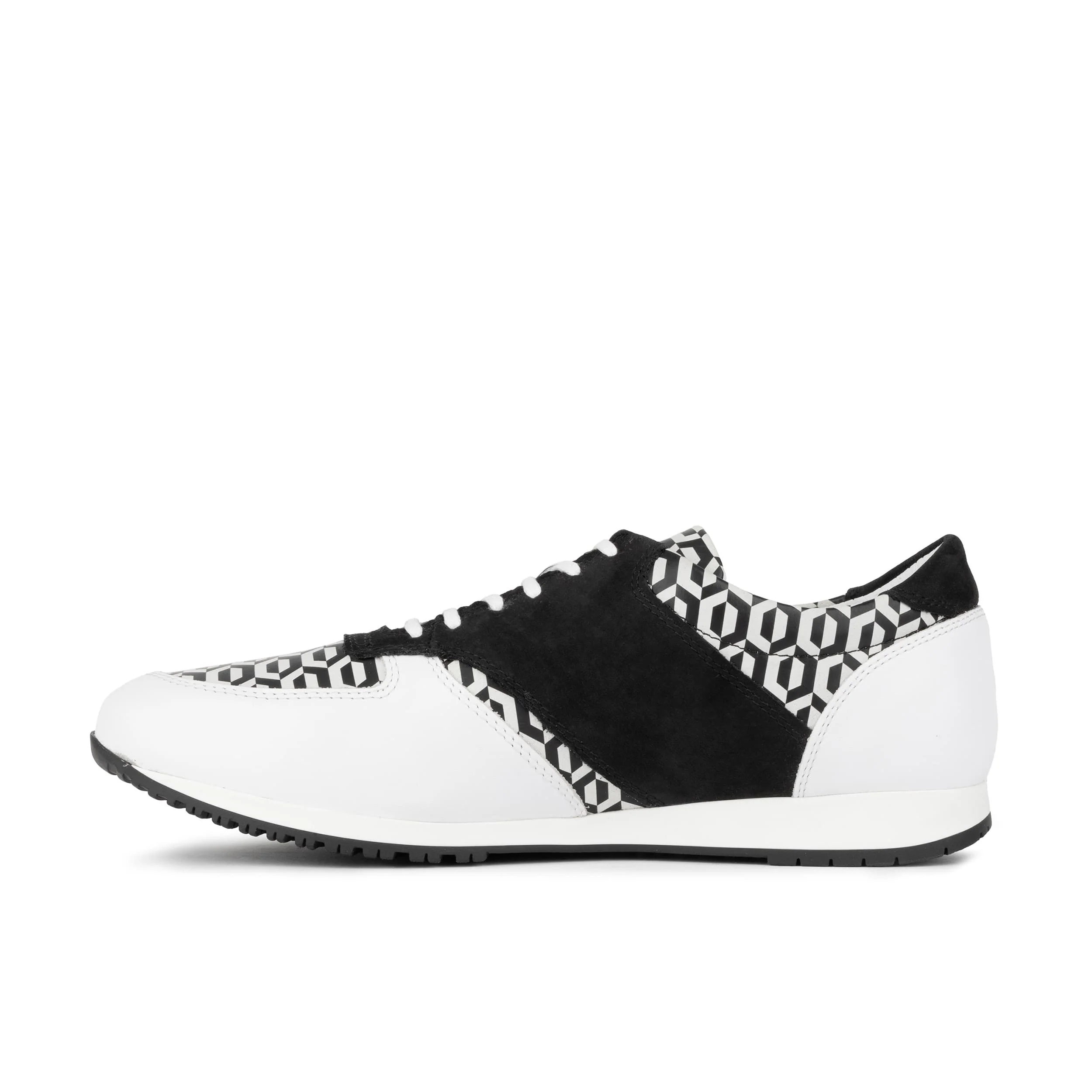 San Francisco - White & Black Hexa - Men's lace-up leather & suede trainer - Image 3