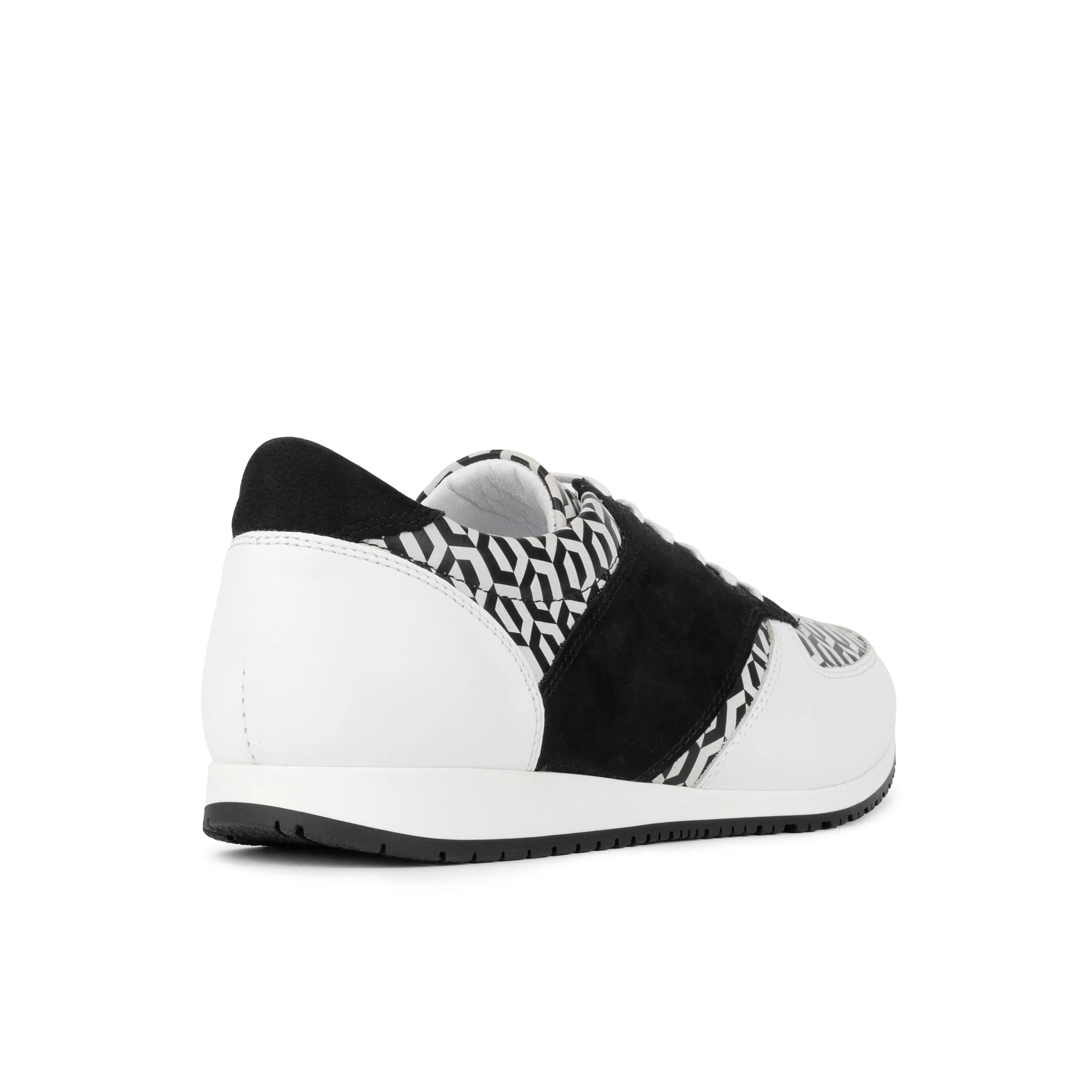 San Francisco - White & Black Hexa - Men's lace-up leather & suede trainer - Image 4