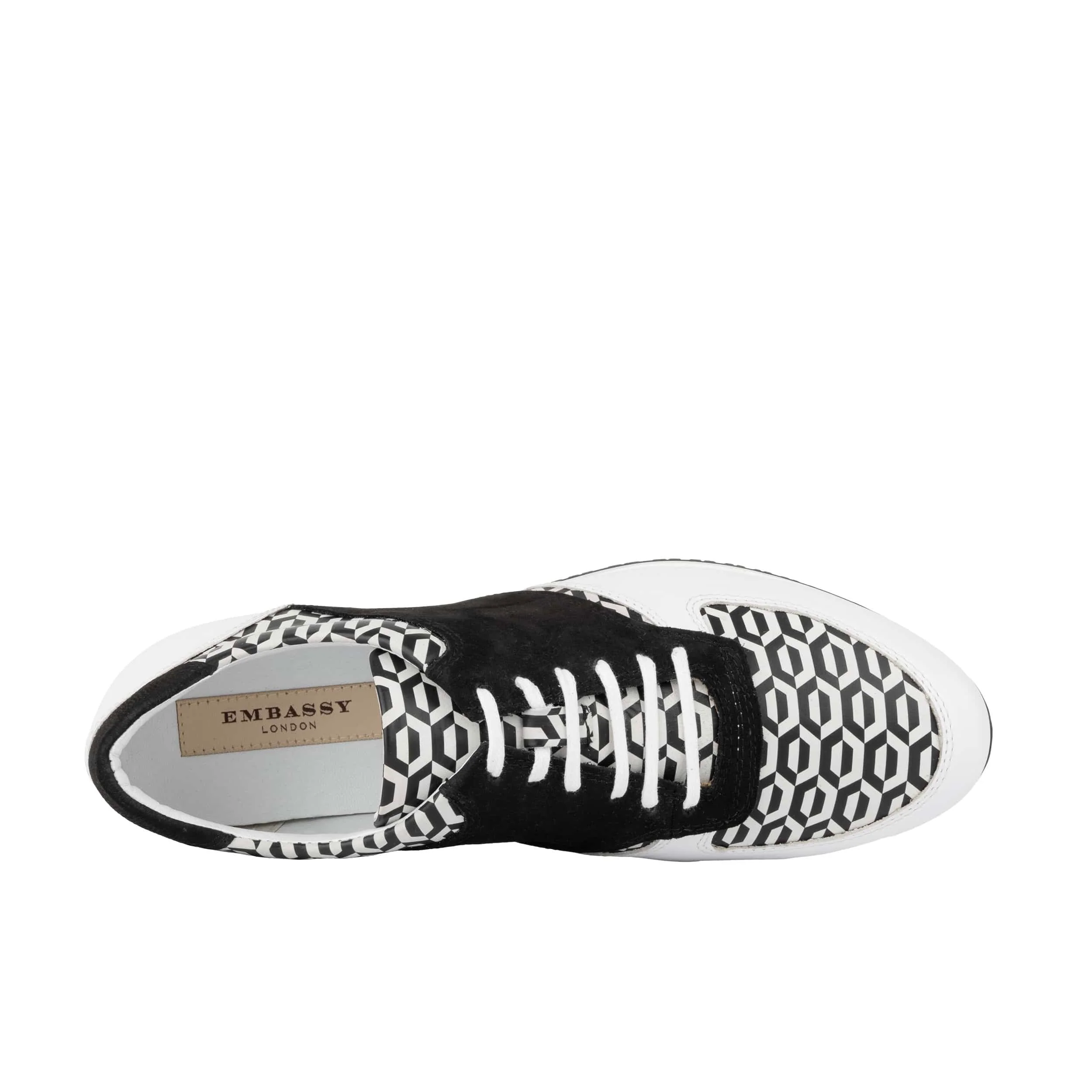 San Francisco - White & Black Hexa - Men's lace-up leather & suede trainer - Image 6