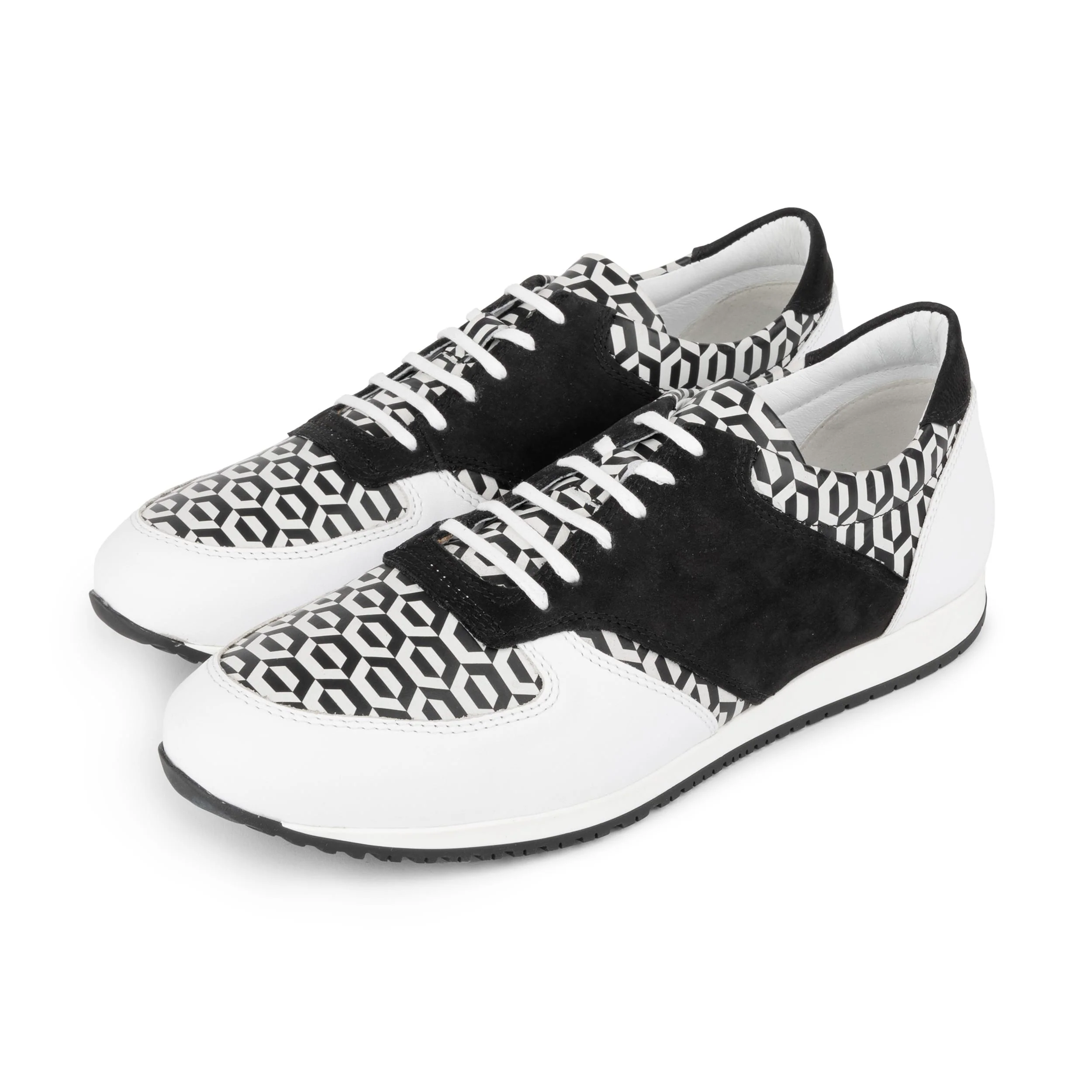 San Francisco - White & Black Hexa - Men's lace-up leather & suede trainer - Image 7