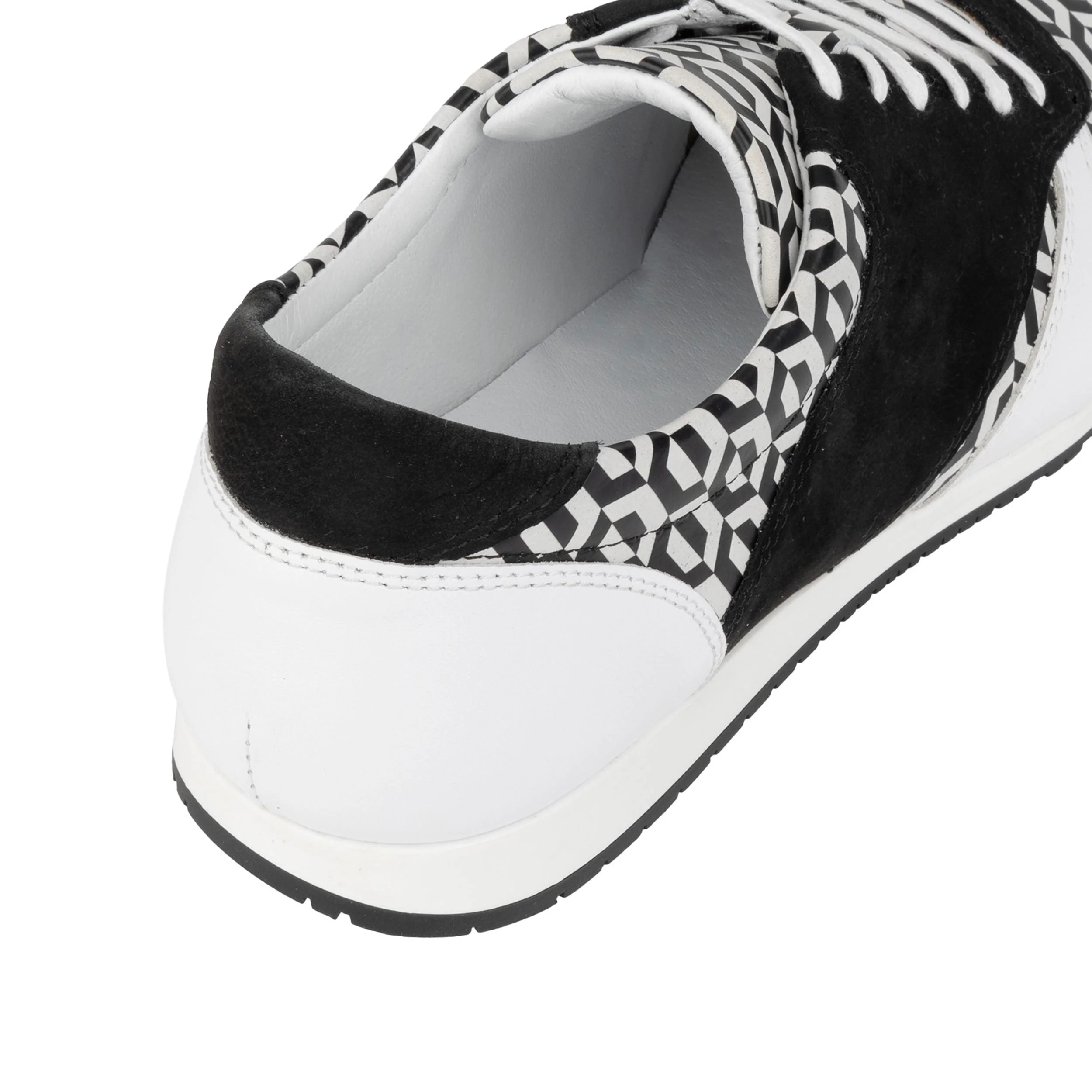 San Francisco - White & Black Hexa - Men's lace-up leather & suede trainer - Image 9