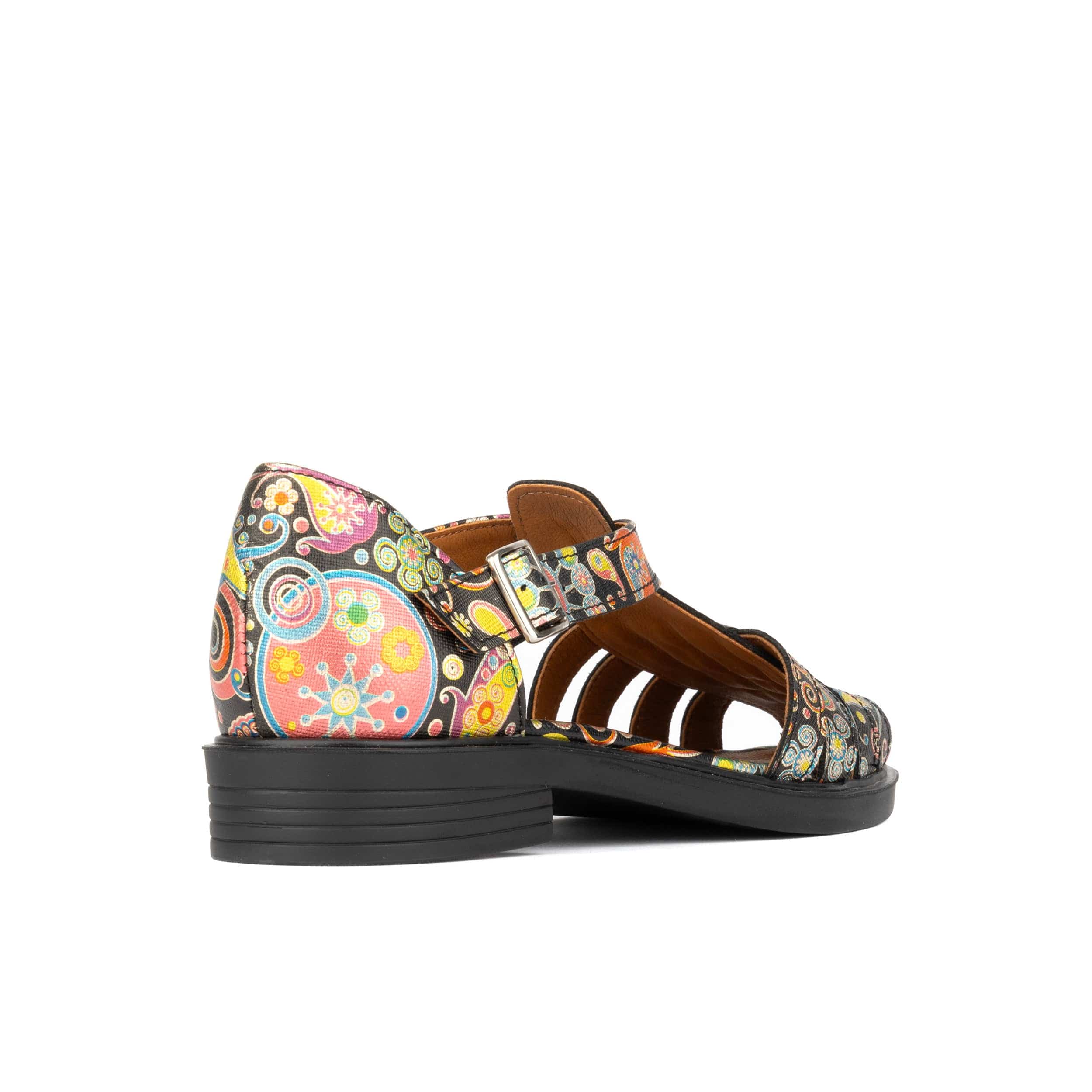 Sandy - Navy & Pink - Women's fishermen flat leather sandal with covered heel - Image 4