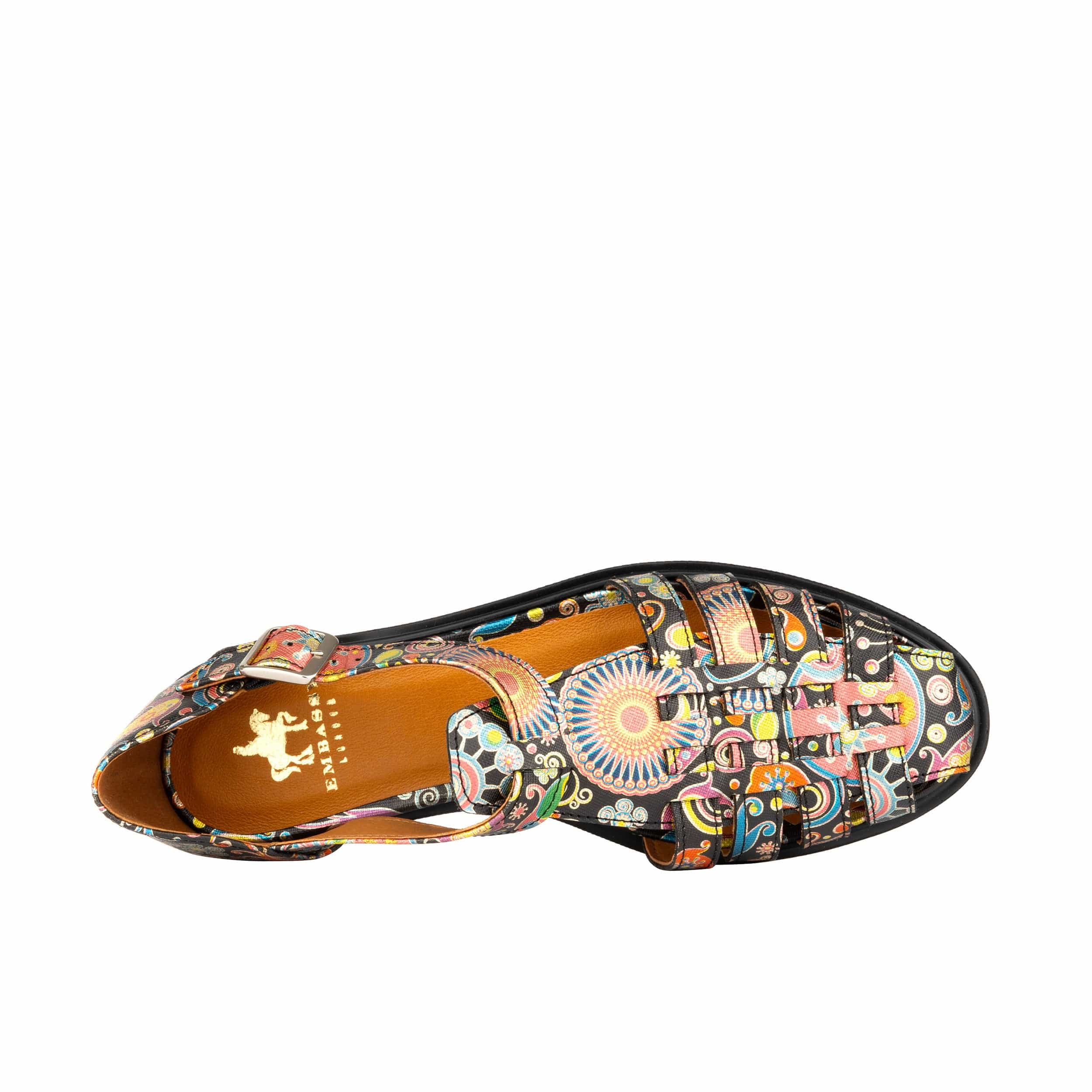 Sandy - Navy & Pink - Women's fishermen flat leather sandal with covered heel - Image 6