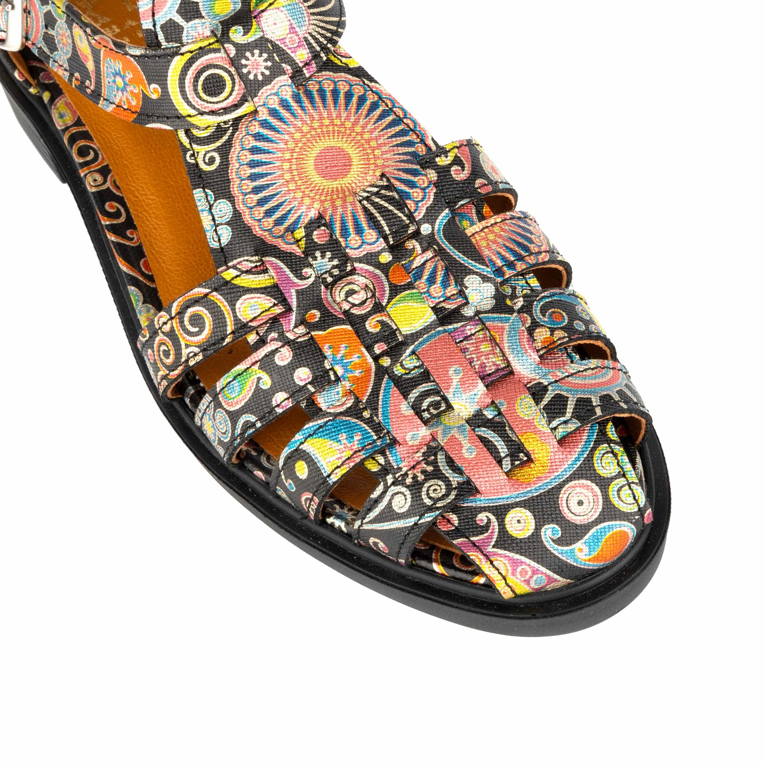 Sandy - Navy & Pink - Women's fishermen flat leather sandal with covered heel - Image 7