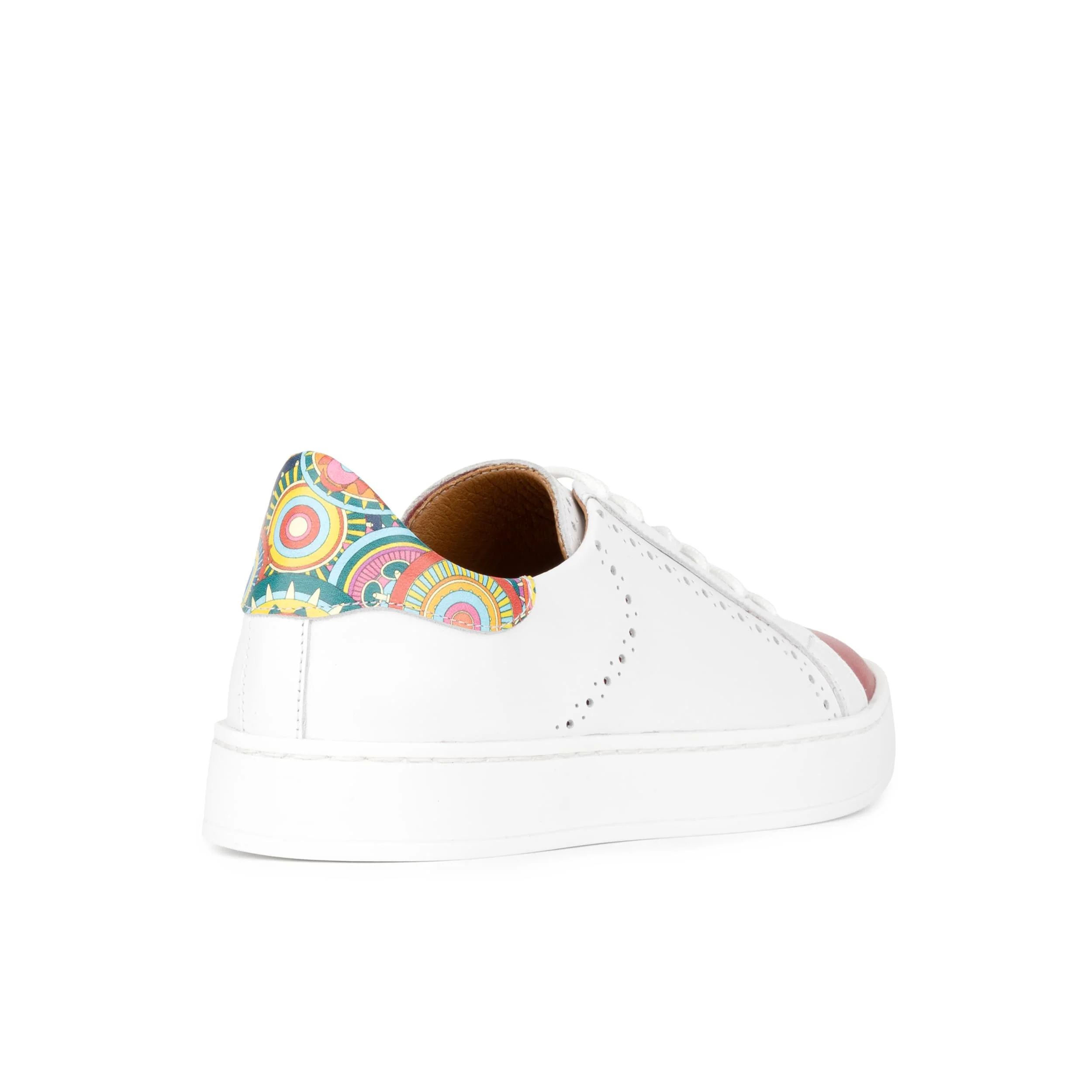 Serena - Red & Signature Print - Women’s Leather Trainer with Brogue Details - Image 5