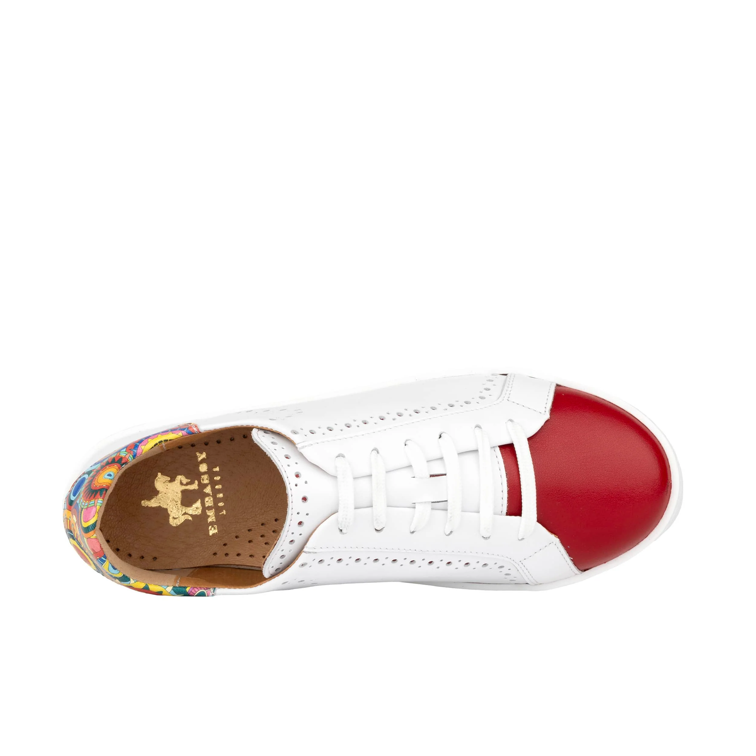 Serena - Red & Signature Print - Women’s Leather Trainer with Brogue Details - Image 7