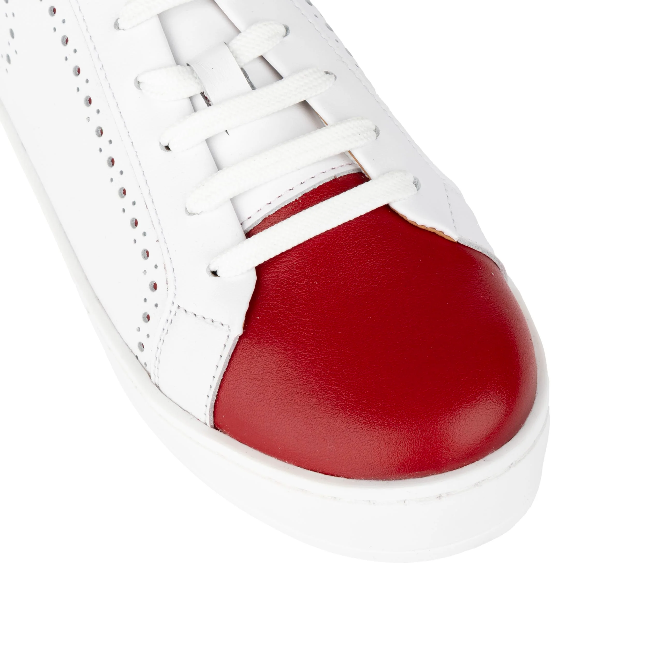 Serena - Red & Signature Print - Women’s Leather Trainer with Brogue Details - Image 8