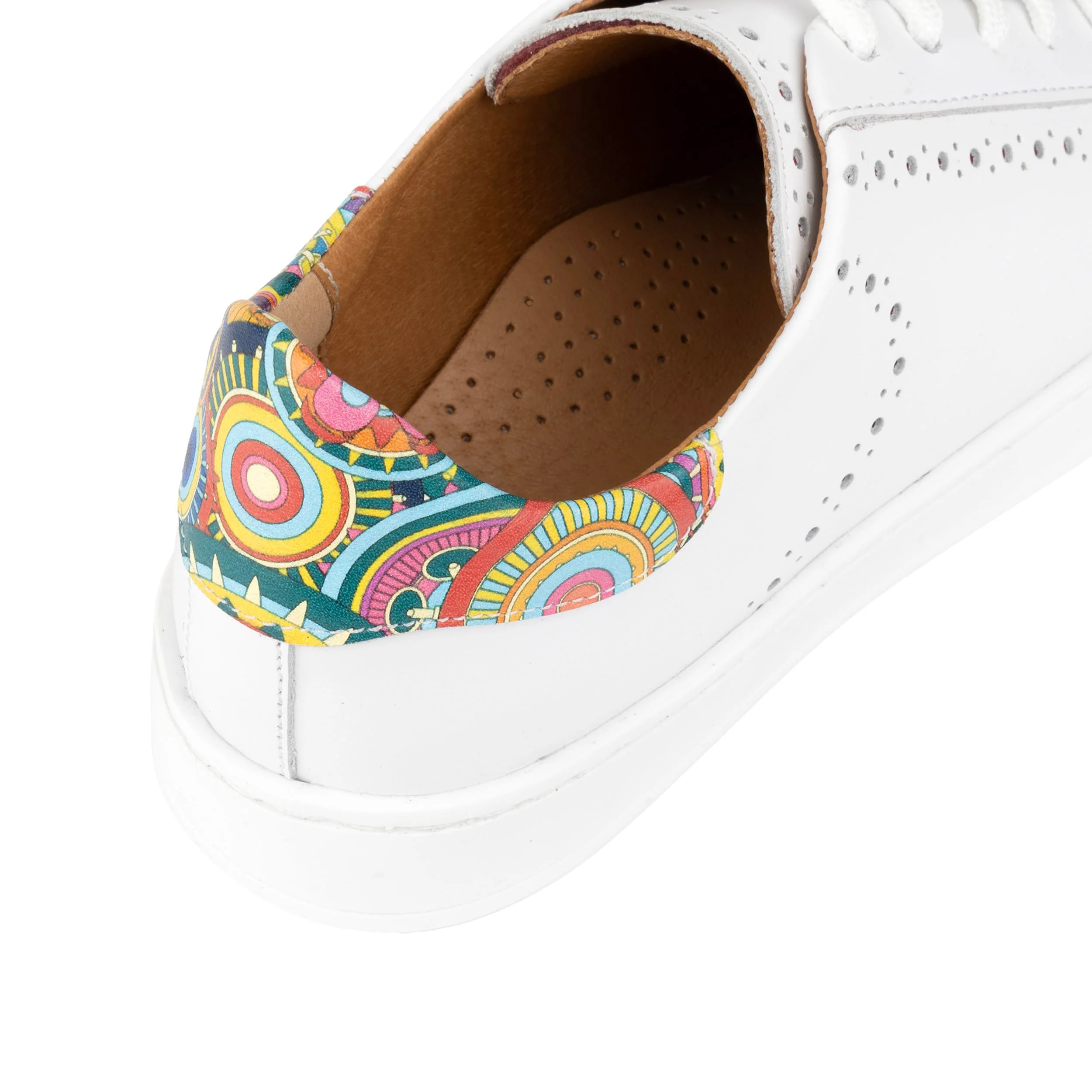 Serena - Red & Signature Print - Women’s Leather Trainer with Brogue Details - Image 9