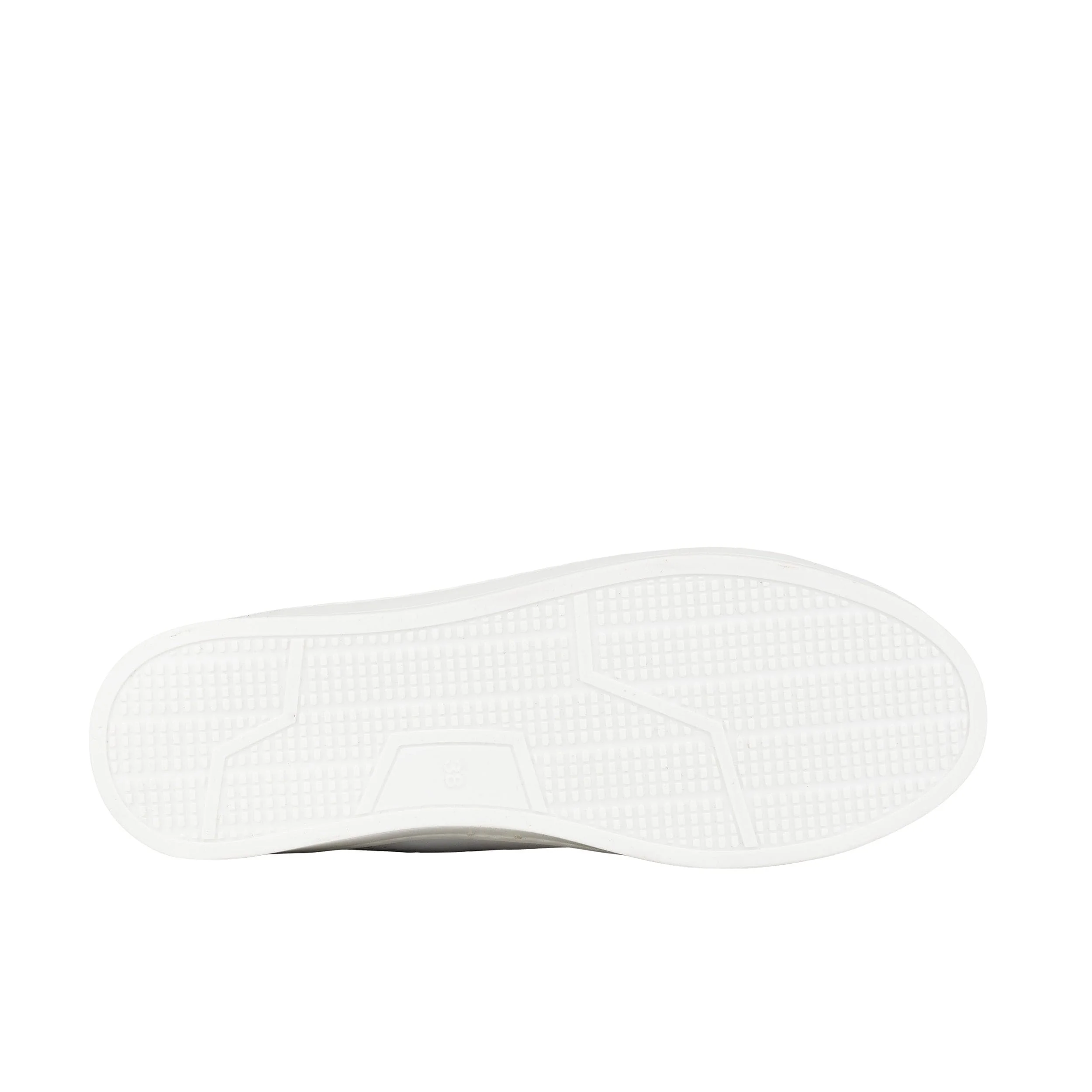 Serena - White & Blue - Women’s Leather Trainer with Brogue Details - Image 5