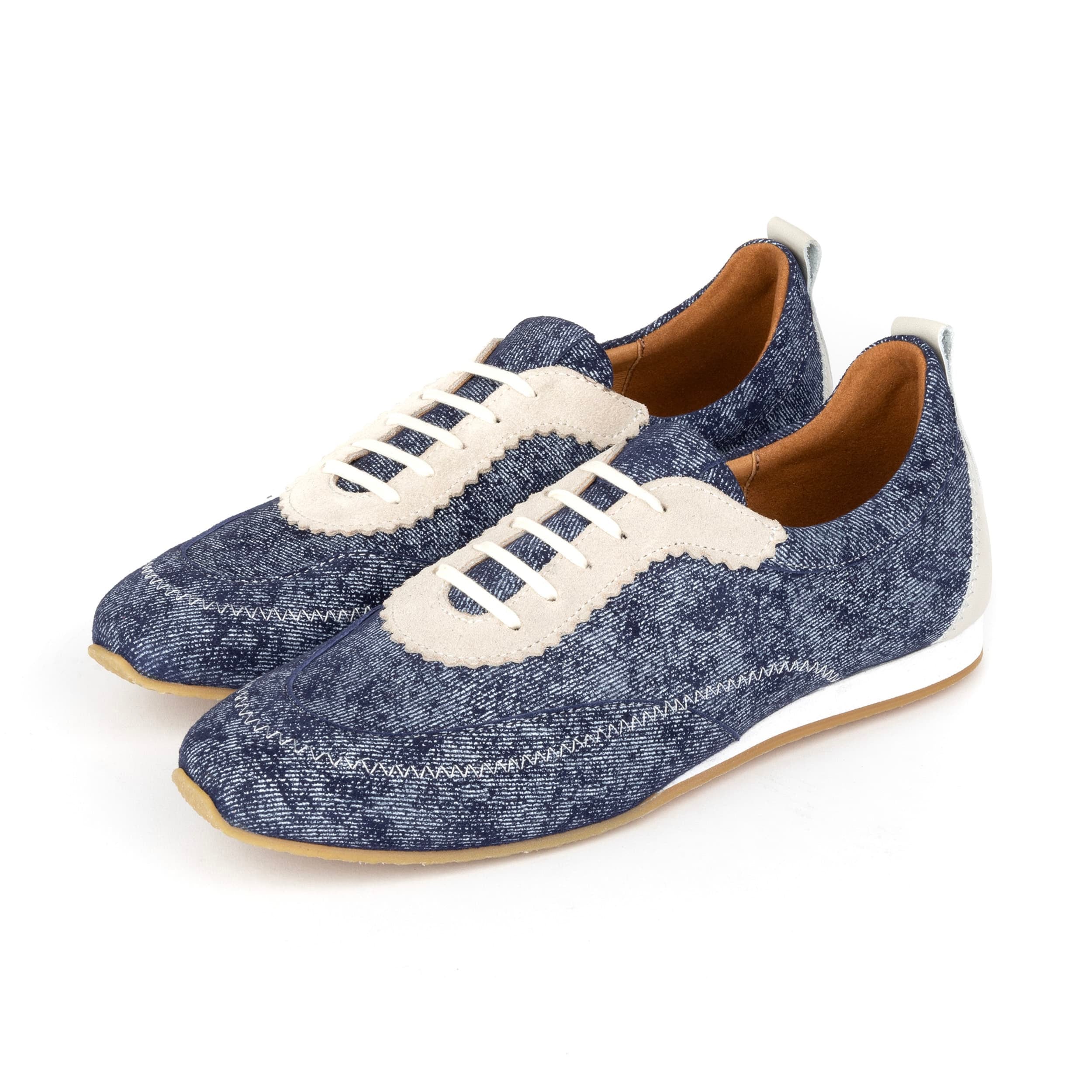 Shoreditch - Denim - Women's Suede & Denim Slim Trainer - Image 10