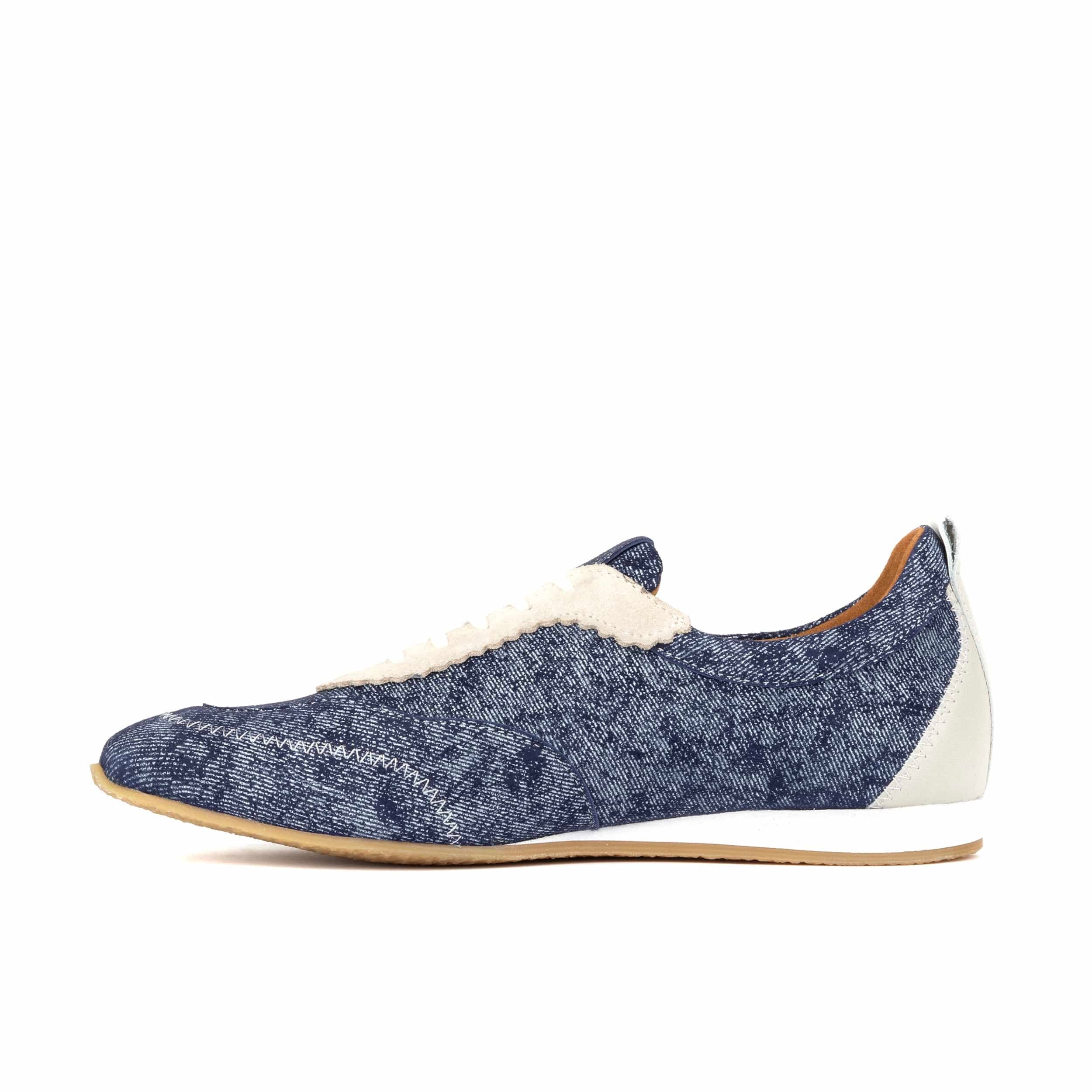 Shoreditch - Denim - Women's Suede & Denim Slim Trainer - Image 4
