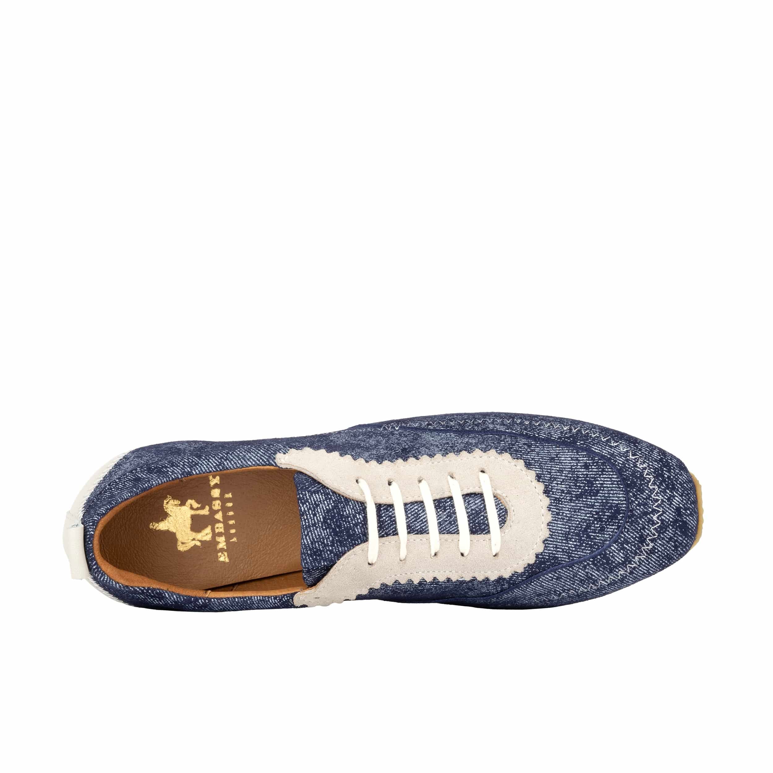 Shoreditch - Denim - Women's Suede & Denim Slim Trainer - Image 7